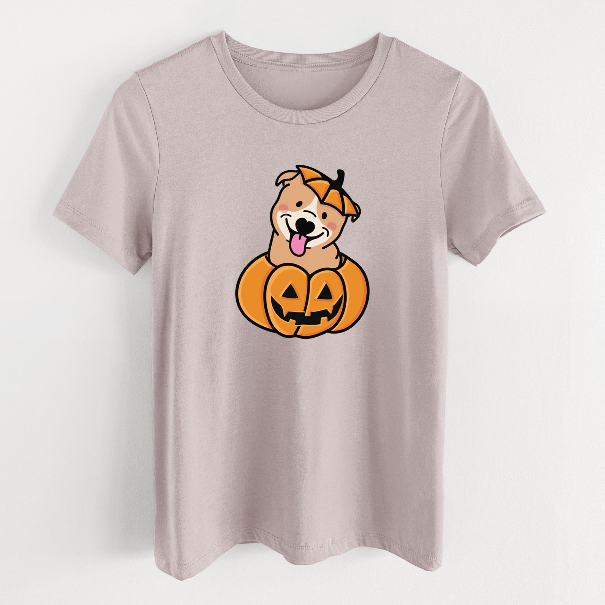 Pumpkin Pup - Pitbull - Women's Lightweight Relaxed Fit 100% Cotton Crewneck