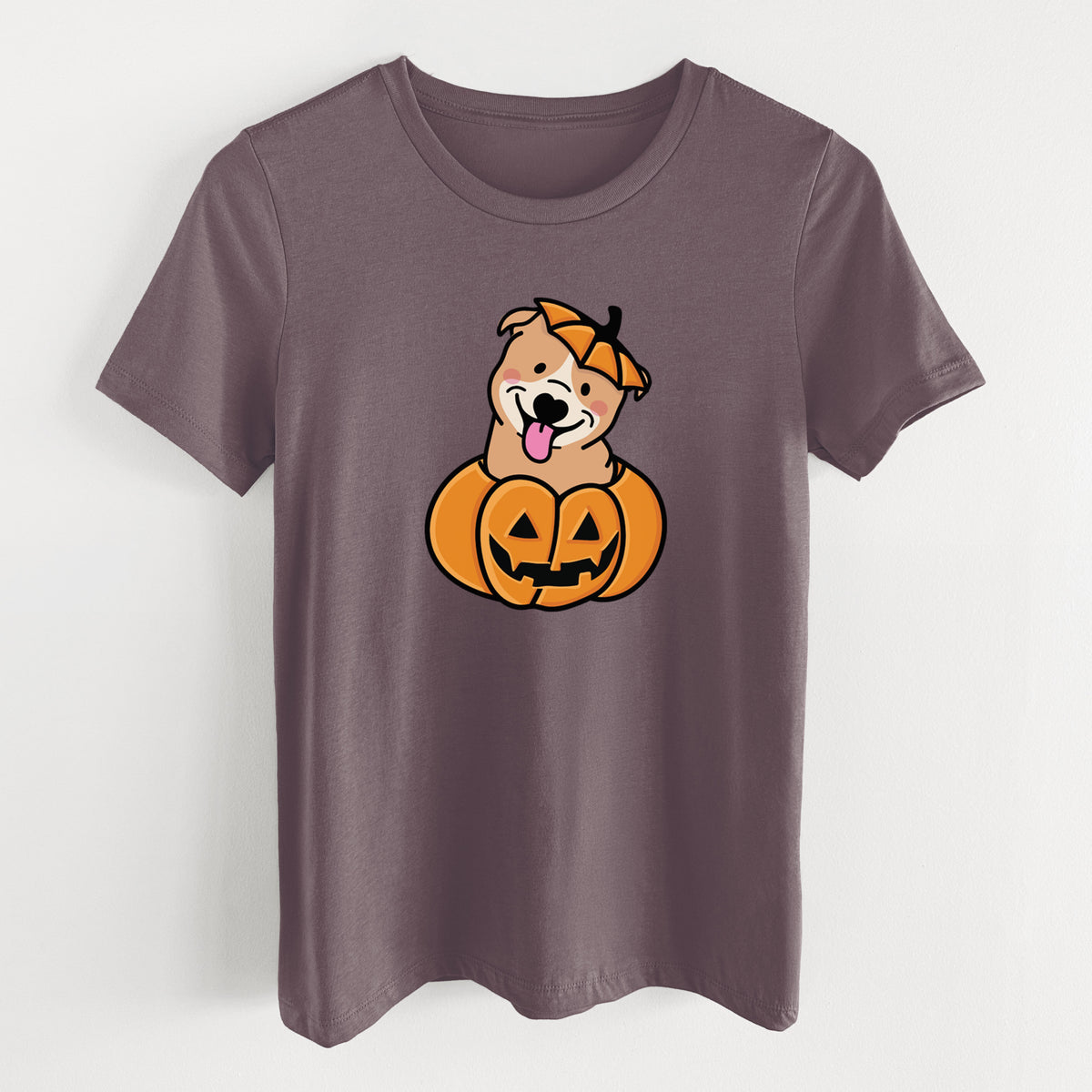 Pumpkin Pup - Pitbull - Women's Lightweight Relaxed Fit 100% Cotton Crewneck