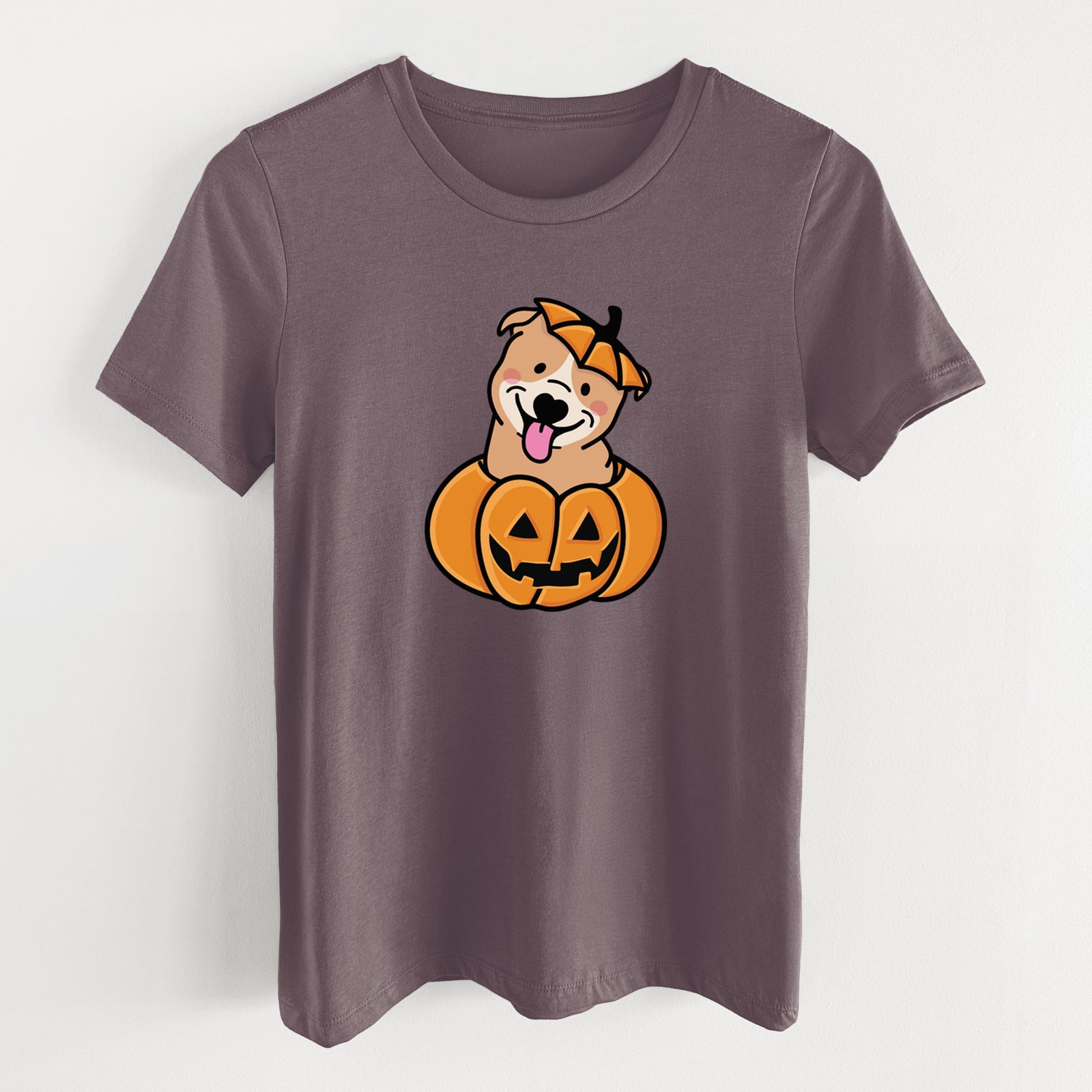 Pumpkin Pup - Pitbull - Women's Lightweight Relaxed Fit 100% Cotton Crewneck