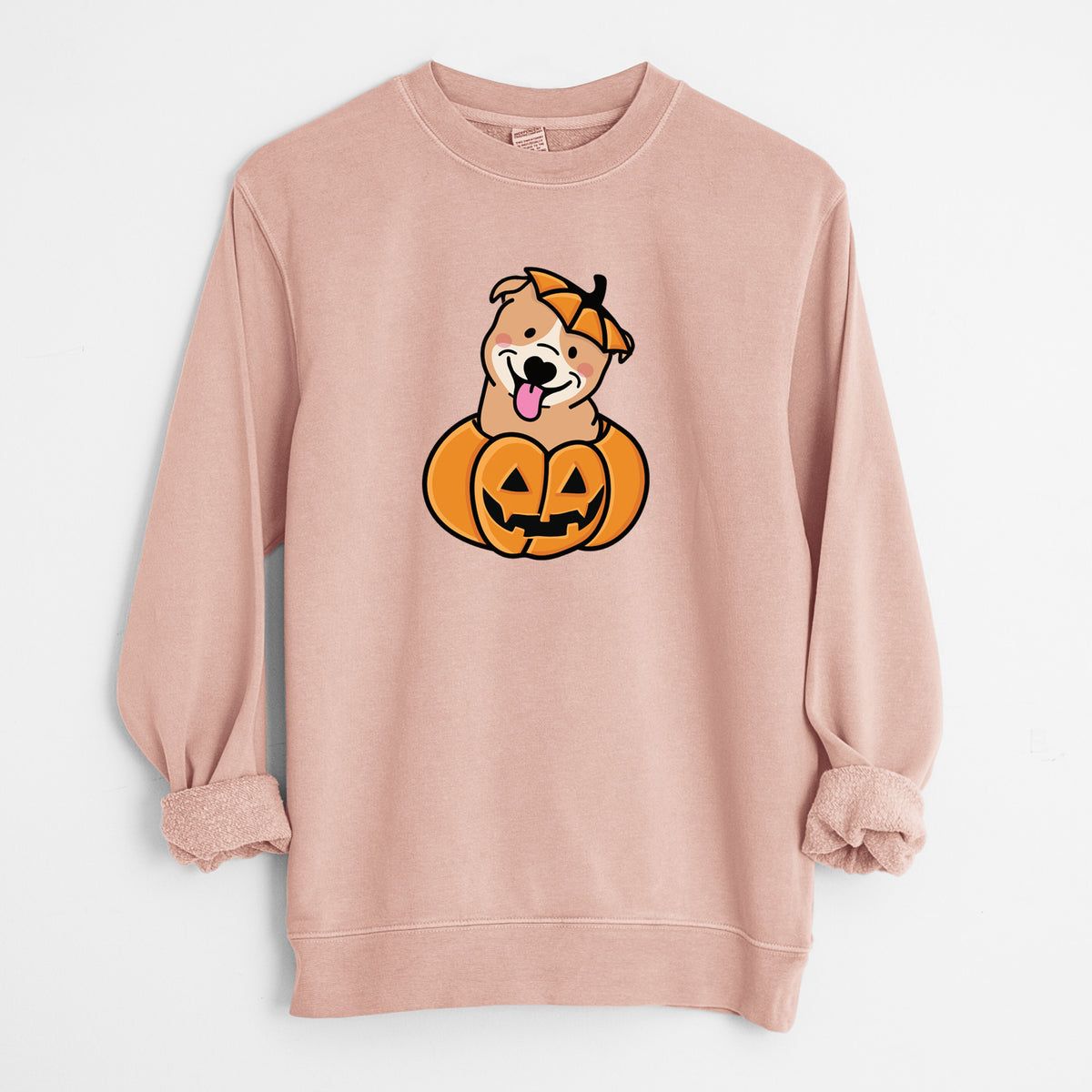 Pumpkin Pup - Pitbull - Unisex Pigment Dyed Crew Sweatshirt