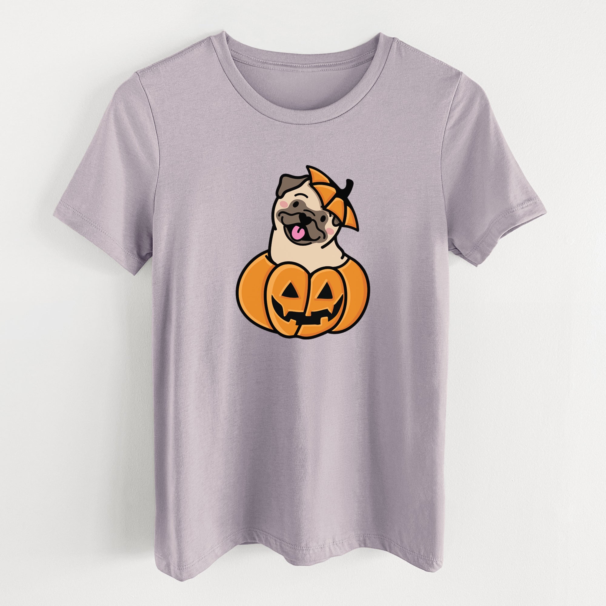 Pumpkin Pup - Pug - Women's Lightweight Relaxed Fit 100% Cotton Crewneck