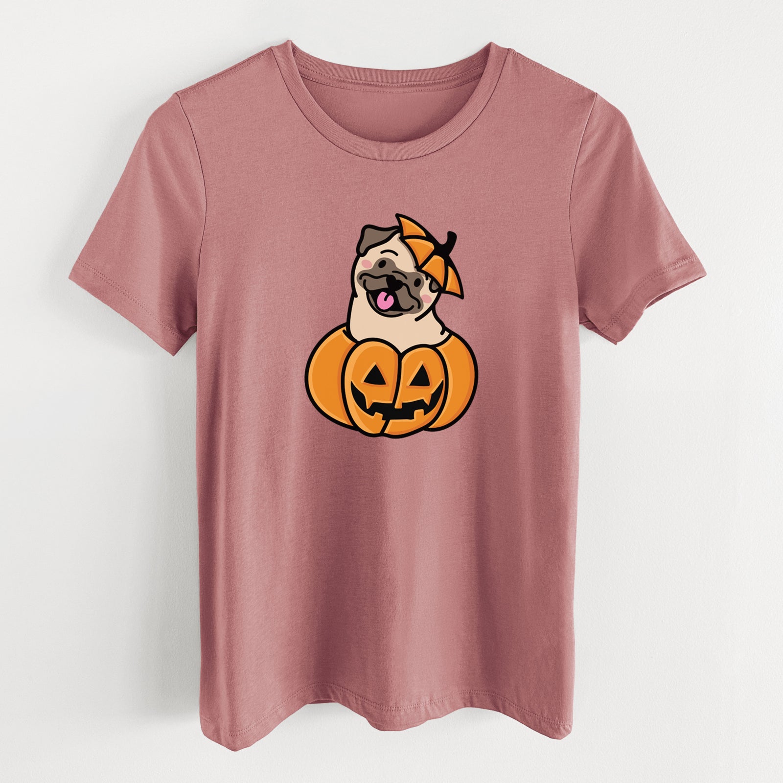 Pumpkin Pup - Pug - Women's Lightweight Relaxed Fit 100% Cotton Crewneck