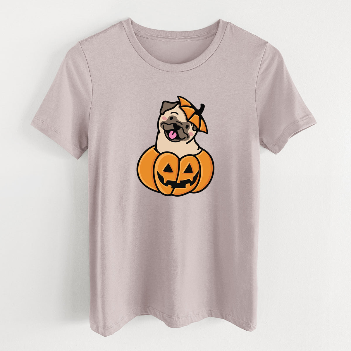 Pumpkin Pup - Pug - Women's Lightweight Relaxed Fit 100% Cotton Crewneck