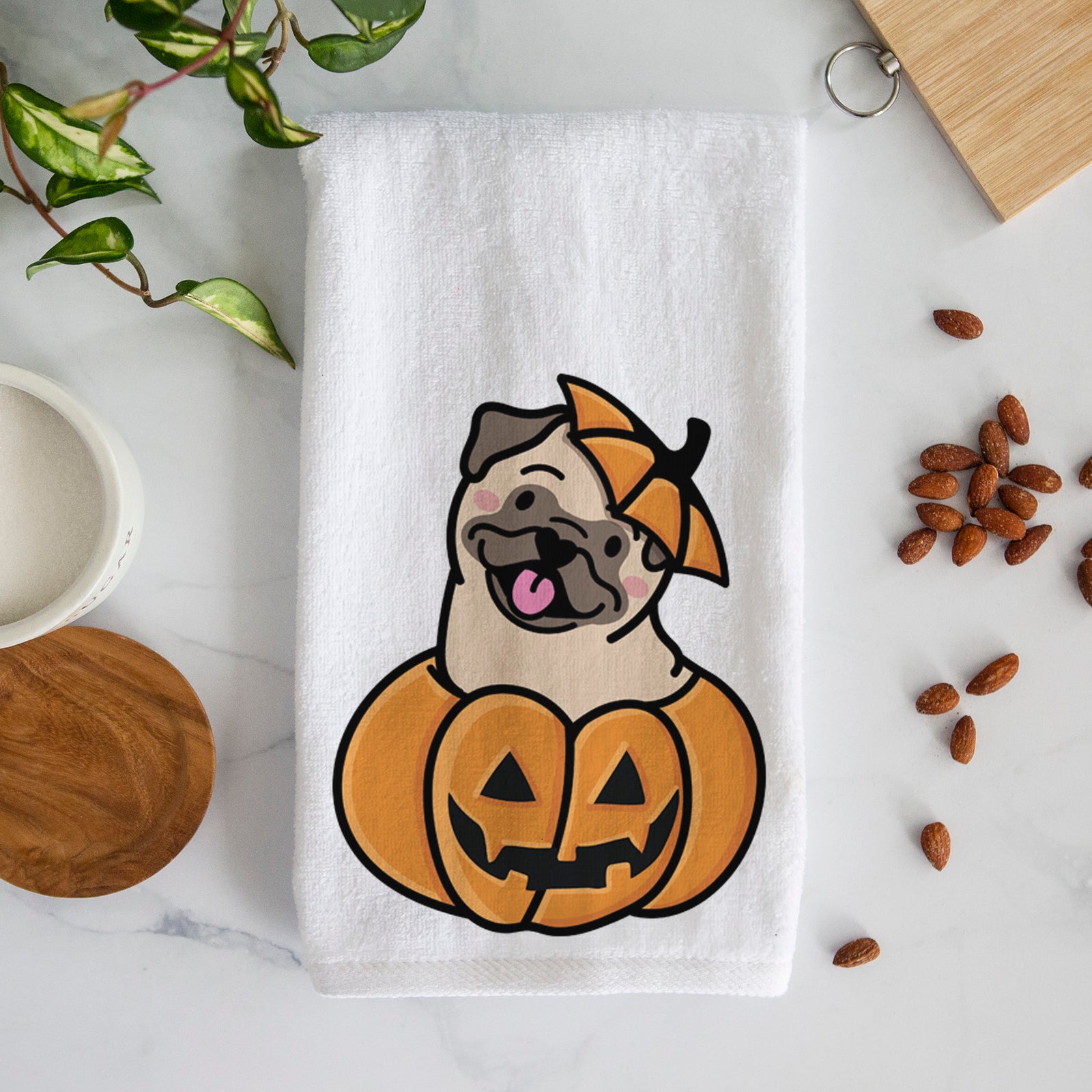 Pumpkin Pup - Pug Hand Towel