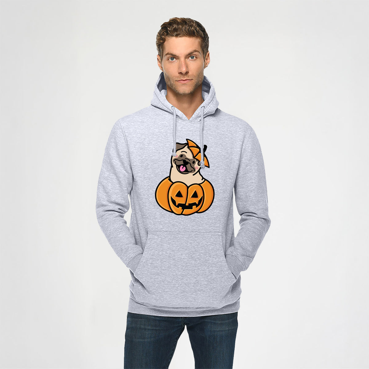 Pumpkin Pup - Pug - Heavyweight Fleece Hoodie