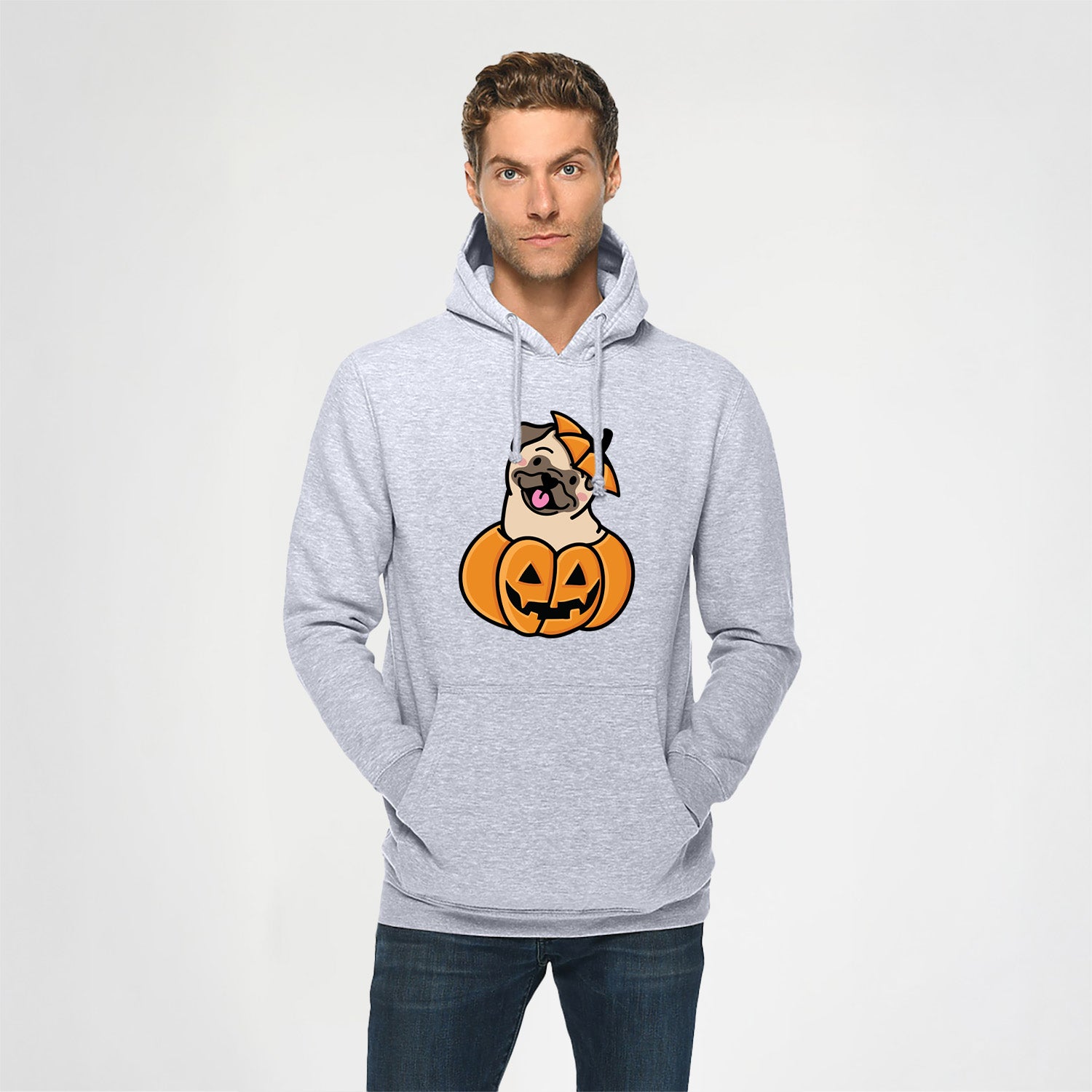 Pumpkin Pup - Pug - Heavyweight Fleece Hoodie