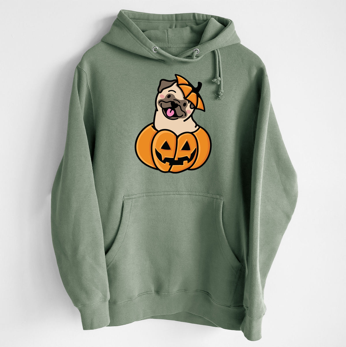 Pumpkin Pup - Pug - Heavyweight Fleece Hoodie