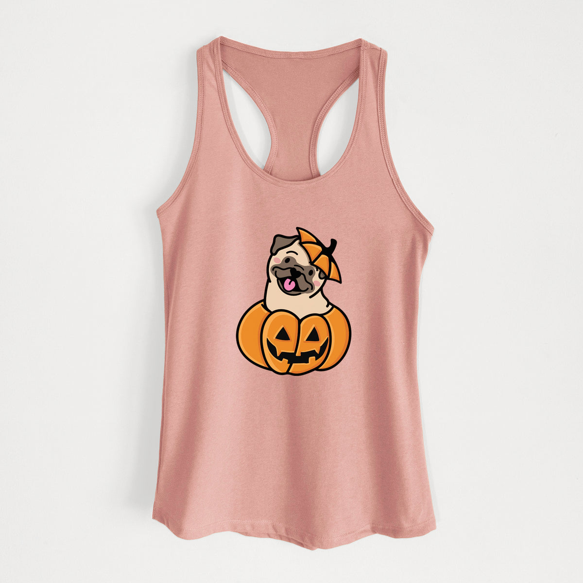 Pumpkin Pup - Pug - Women&#39;s Racerback Tanktop