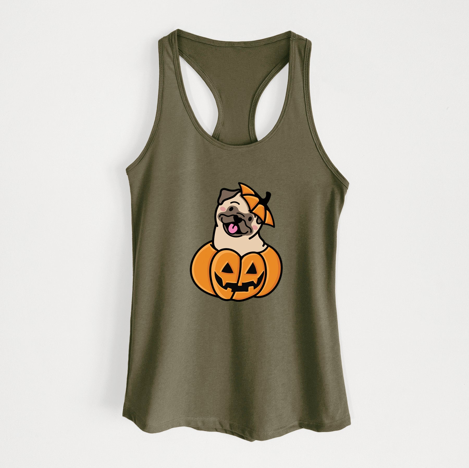 Pumpkin Pup - Pug - Women's Racerback Tanktop
