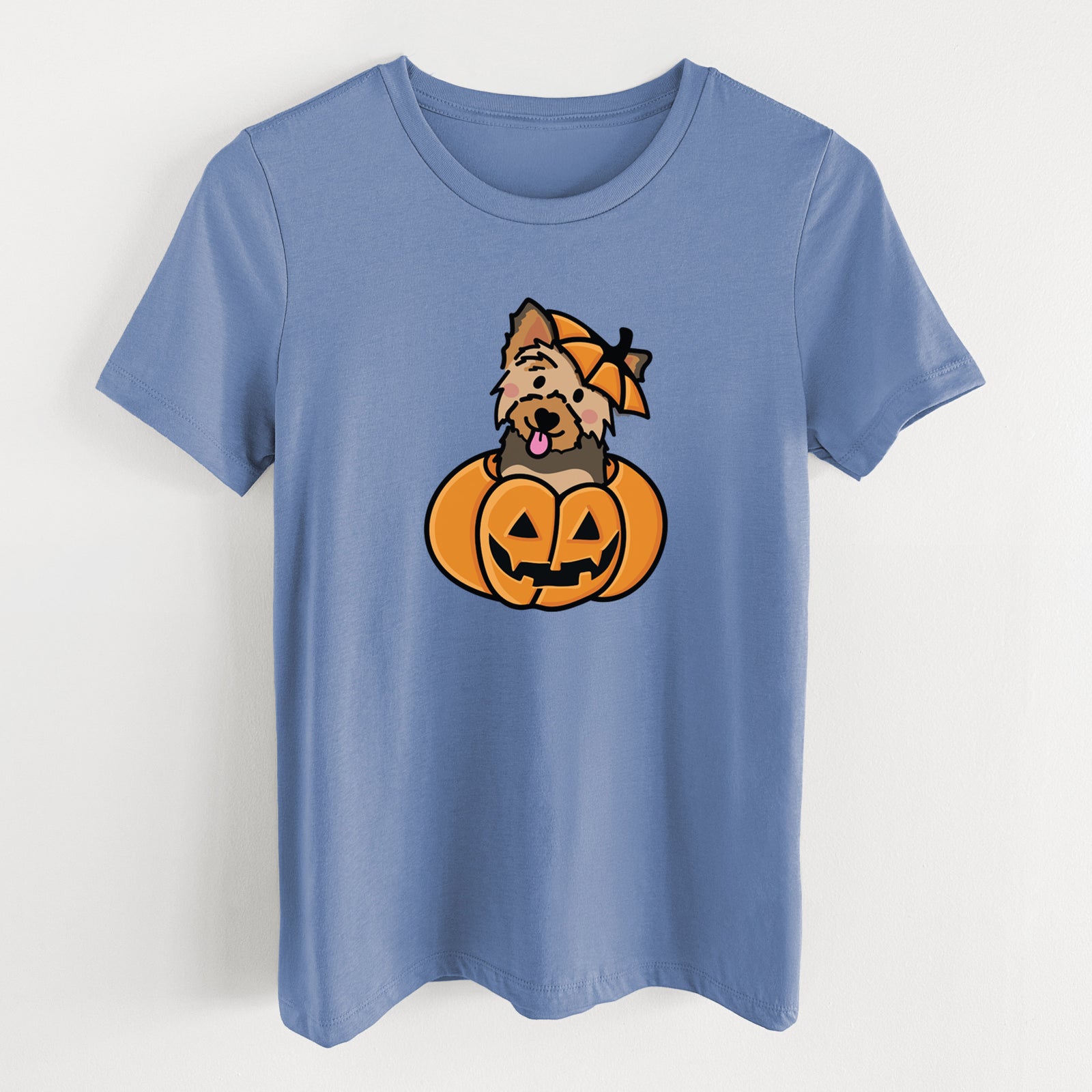Pumpkin Pup - Yorkie - Women's Lightweight Relaxed Fit 100% Cotton Crewneck