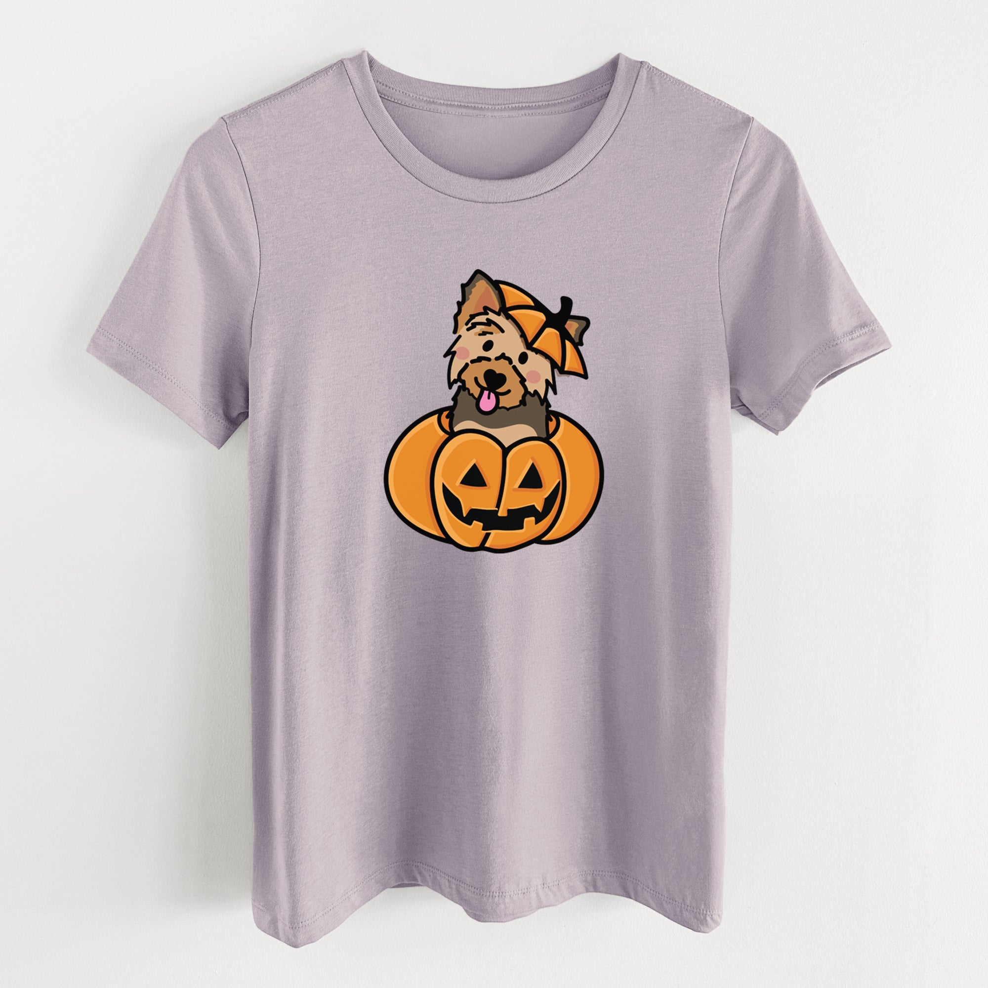 Pumpkin Pup - Yorkie - Women's Lightweight Relaxed Fit 100% Cotton Crewneck