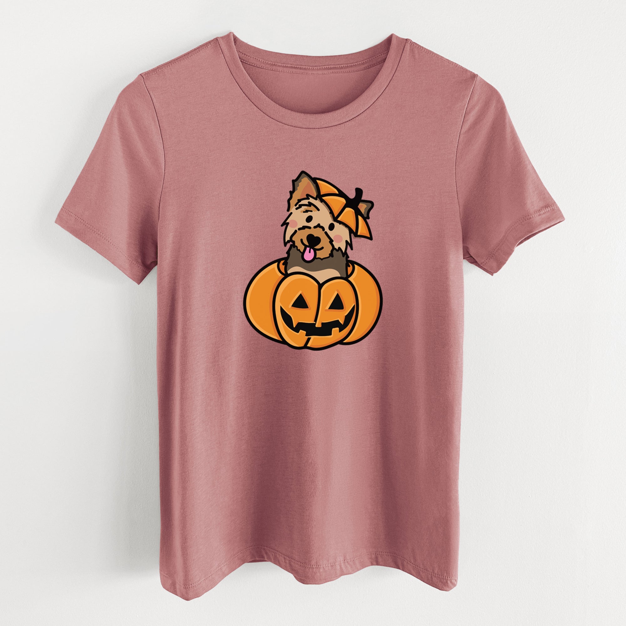 Pumpkin Pup - Yorkie - Women's Lightweight Relaxed Fit 100% Cotton Crewneck
