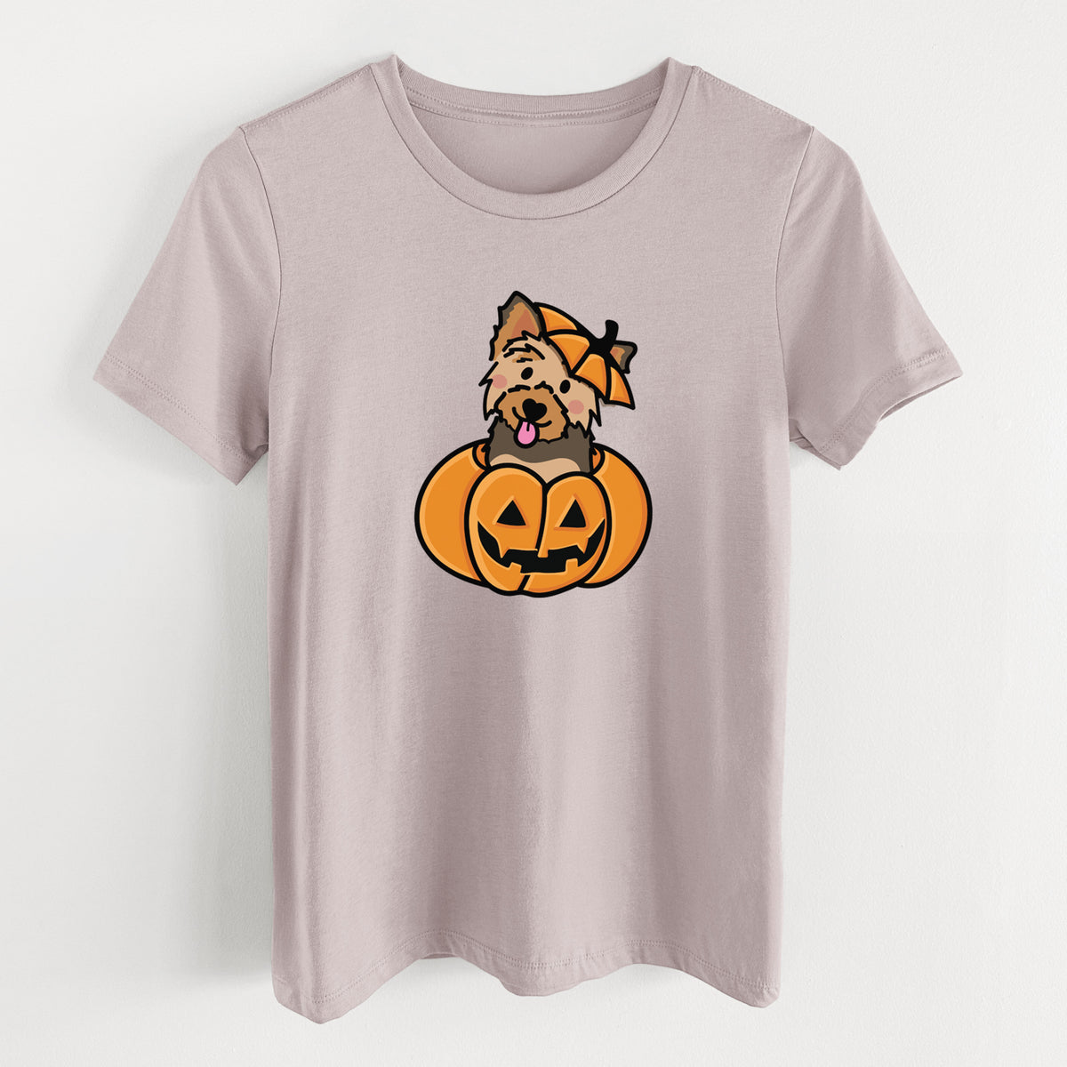 Pumpkin Pup - Yorkie - Women's Lightweight Relaxed Fit 100% Cotton Crewneck