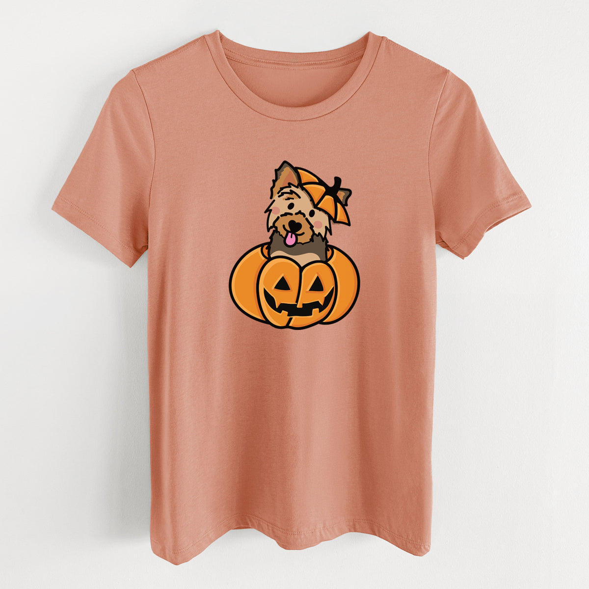 Pumpkin Pup - Yorkie - Women's Lightweight Relaxed Fit 100% Cotton Crewneck