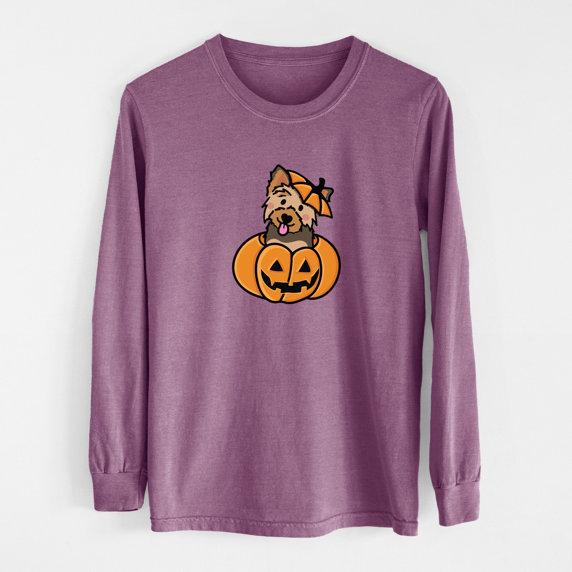 Pumpkin Pup - Yorkie - Heavyweight 100% Cotton Long Sleeve