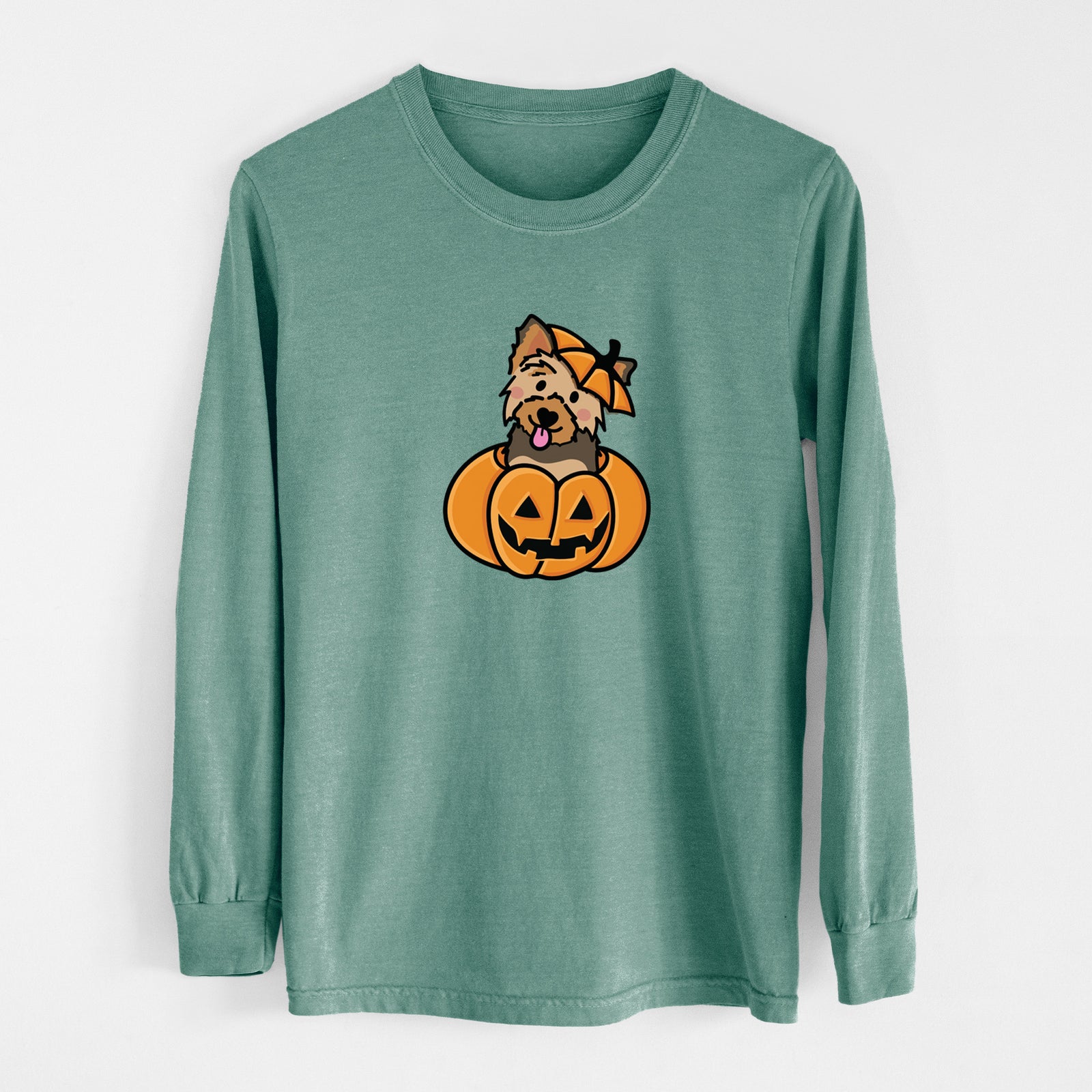 Pumpkin Pup - Yorkie - Heavyweight 100% Cotton Long Sleeve
