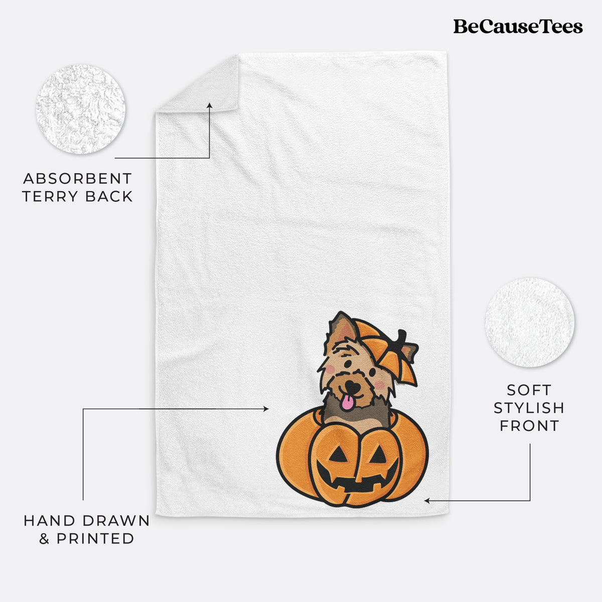 Pumpkin Pup - Yorkie Hand Towel