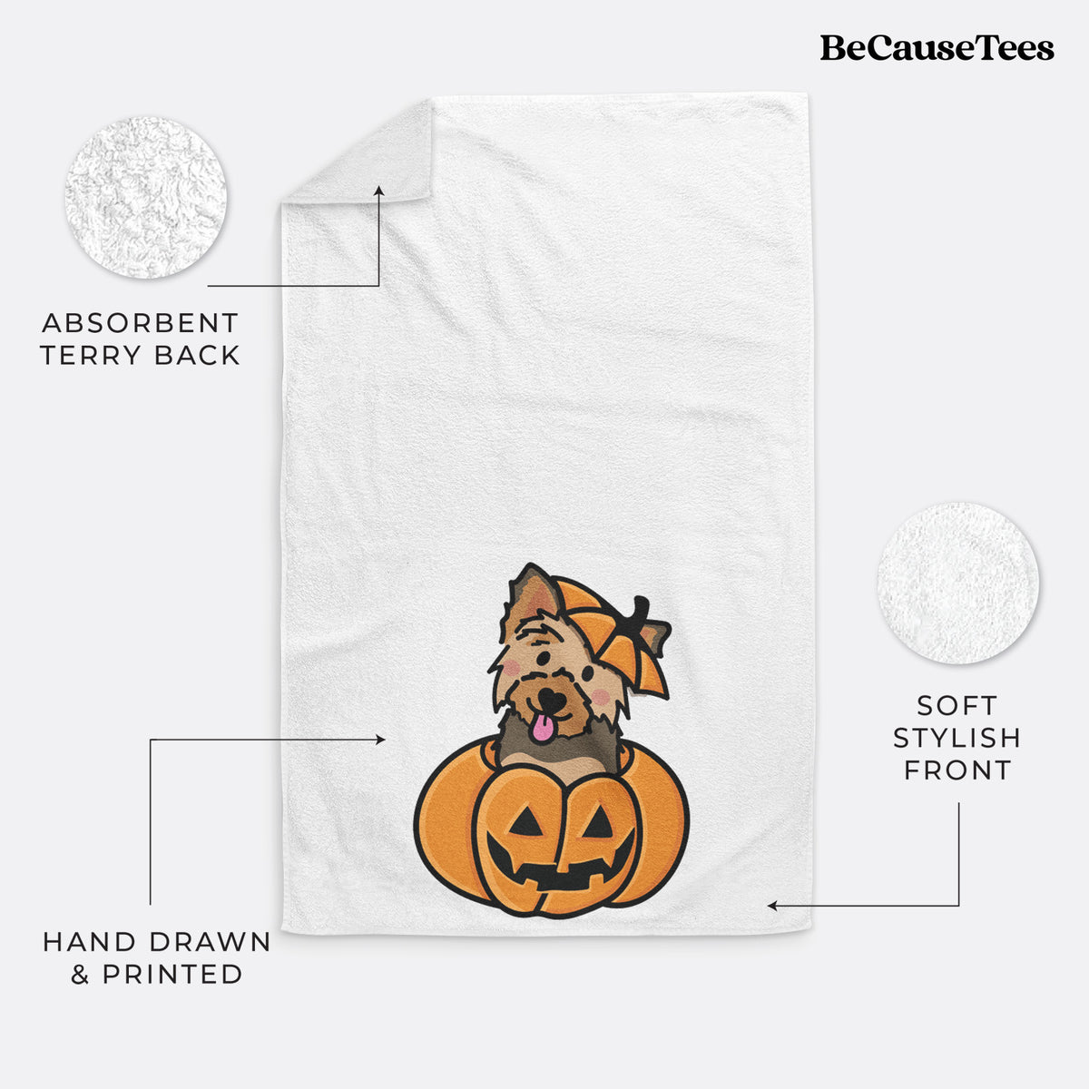 Pumpkin Pup - Yorkie Hand Towel