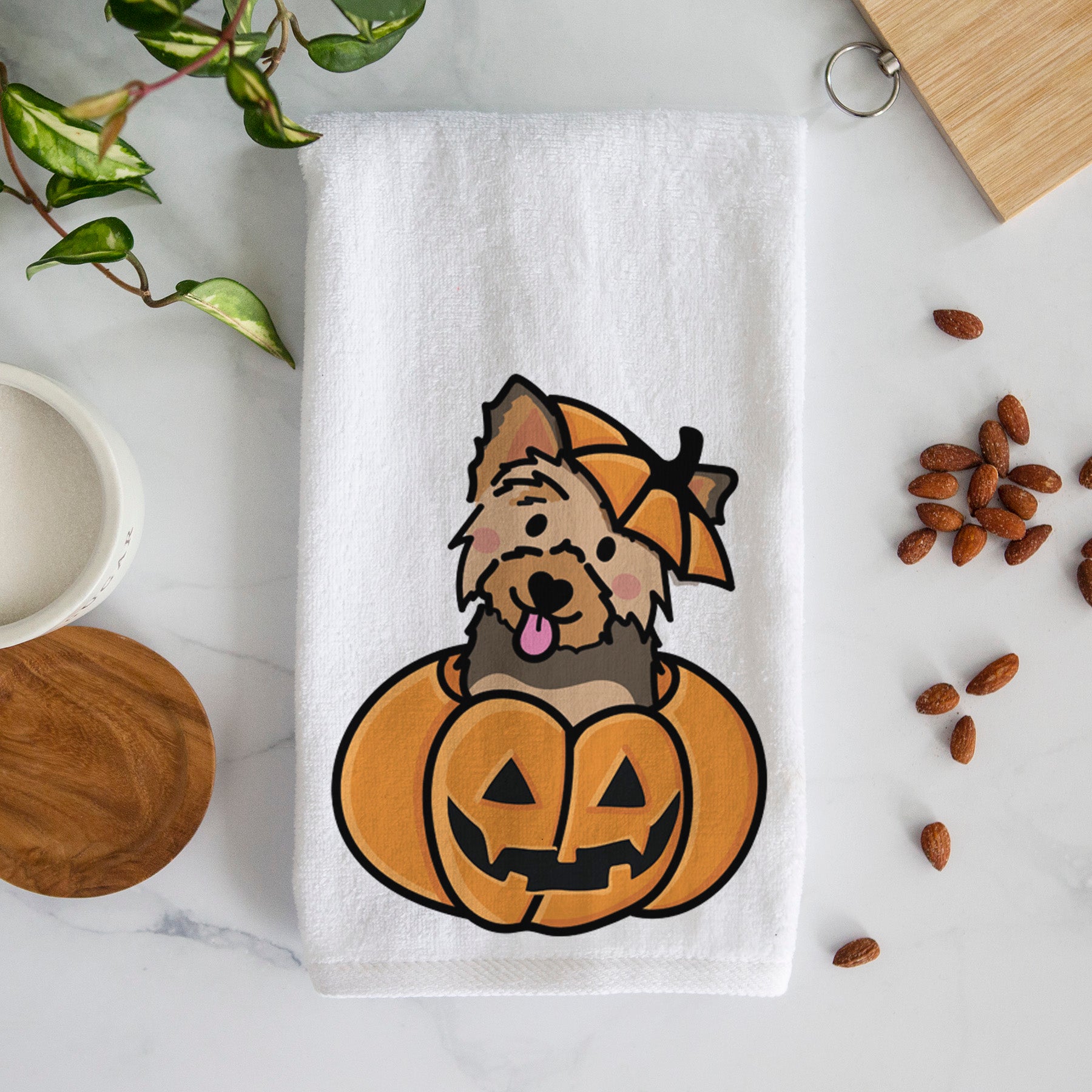 Pumpkin Pup - Yorkie Hand Towel