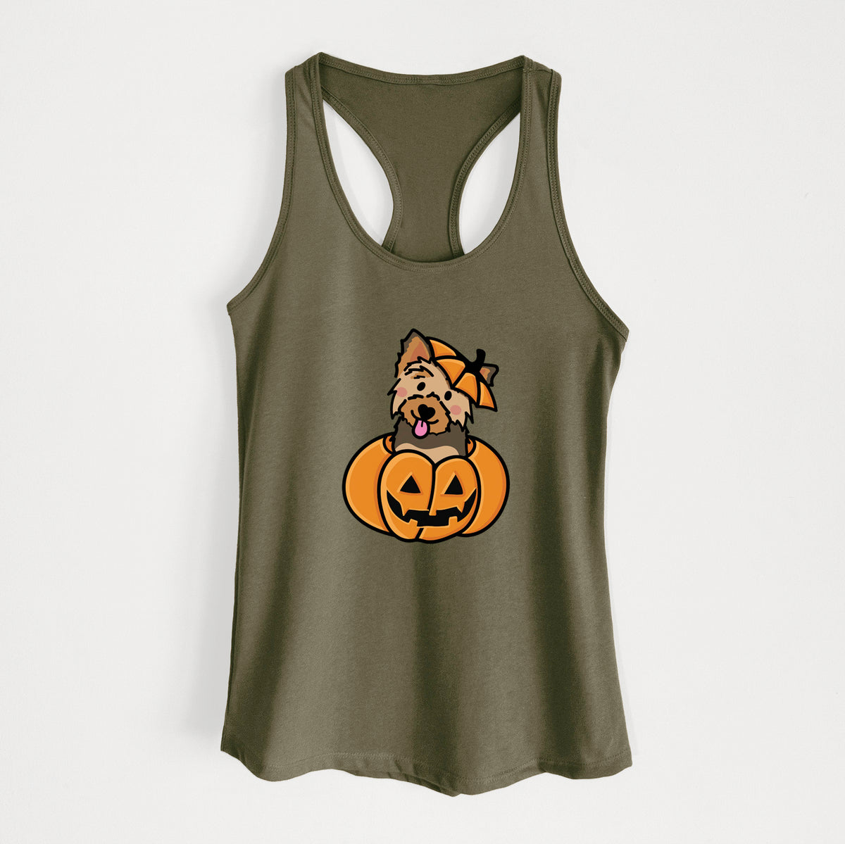 Pumpkin Pup - Yorkie - Women's Racerback Tanktop