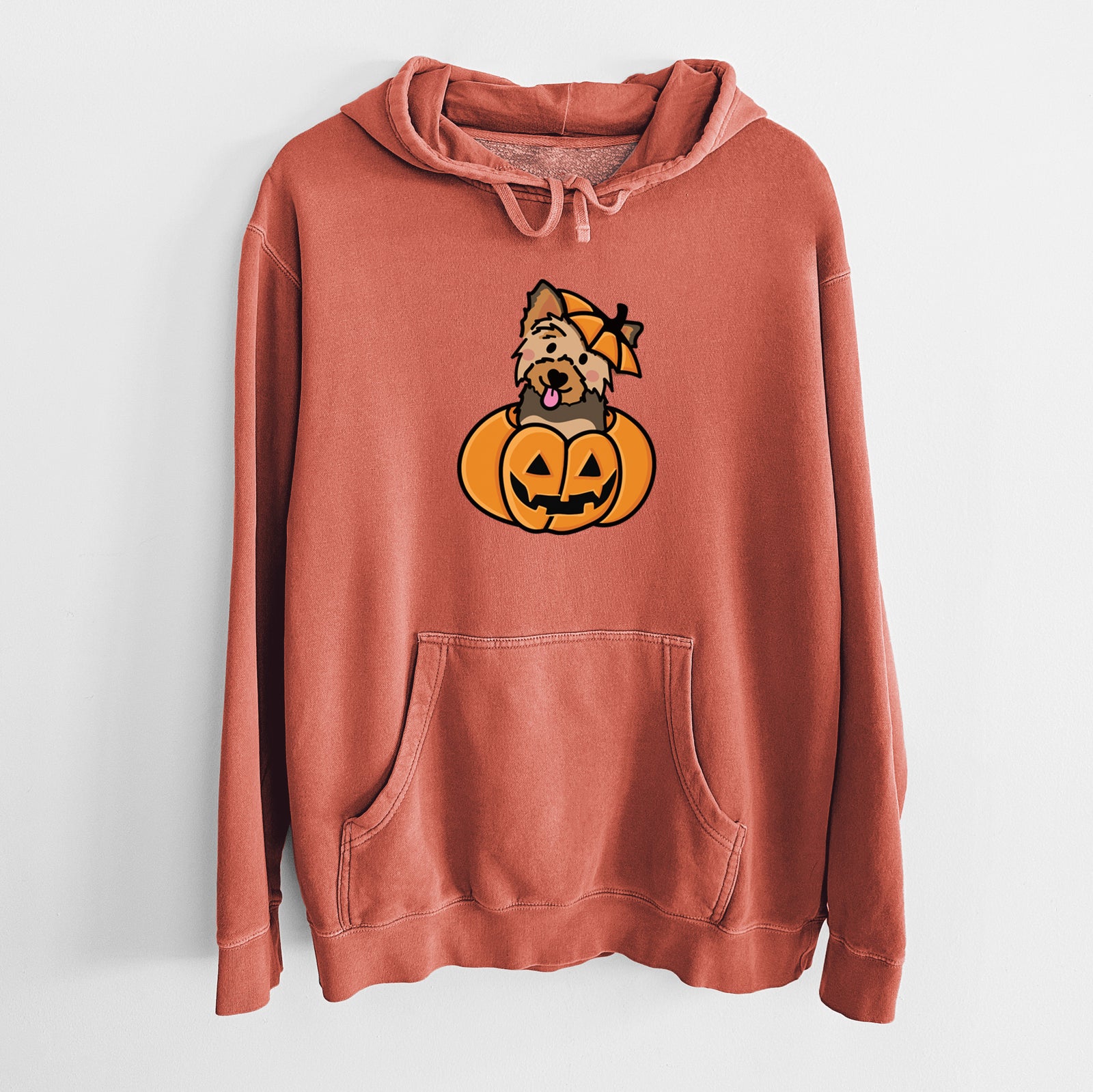 Pumpkin Pup - Yorkie - Unisex Pigment Dyed Hoodie