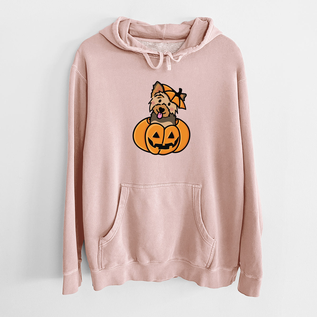 Pumpkin Pup - Yorkie - Unisex Pigment Dyed Hoodie