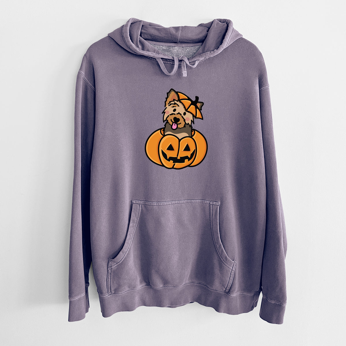 Pumpkin Pup - Yorkie - Unisex Pigment Dyed Hoodie