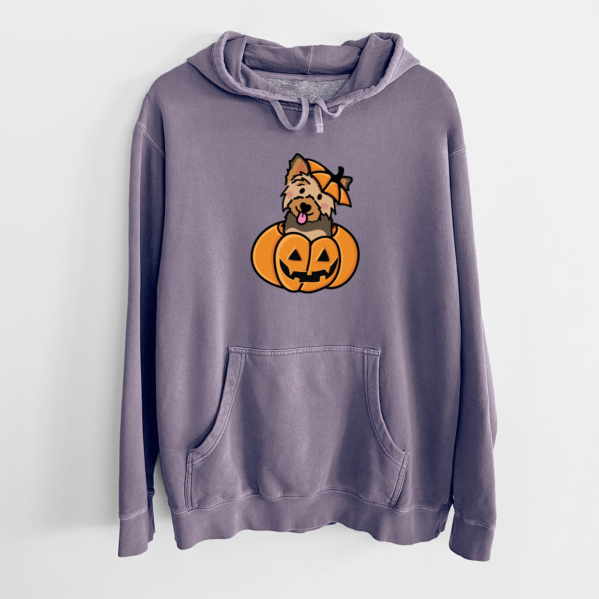 Pumpkin Pup - Yorkie - Unisex Pigment Dyed Hoodie