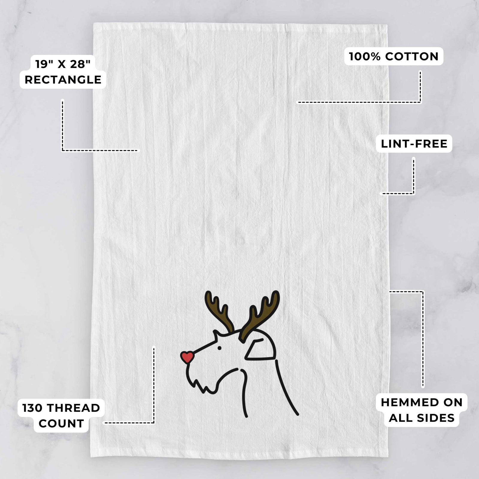 Red Nose Airedale Terrier - Tea Towel