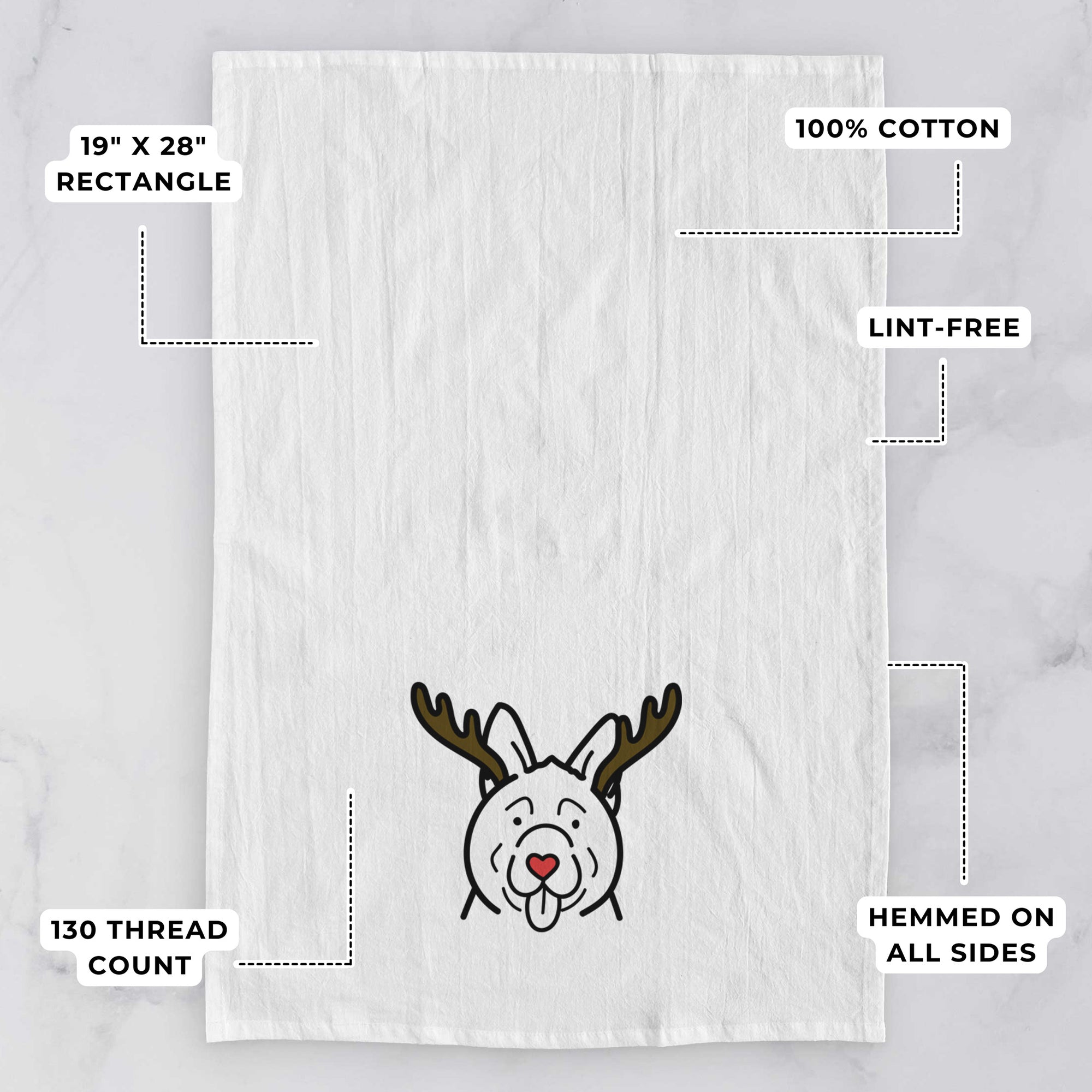 Red Nose Akita - Tea Towel