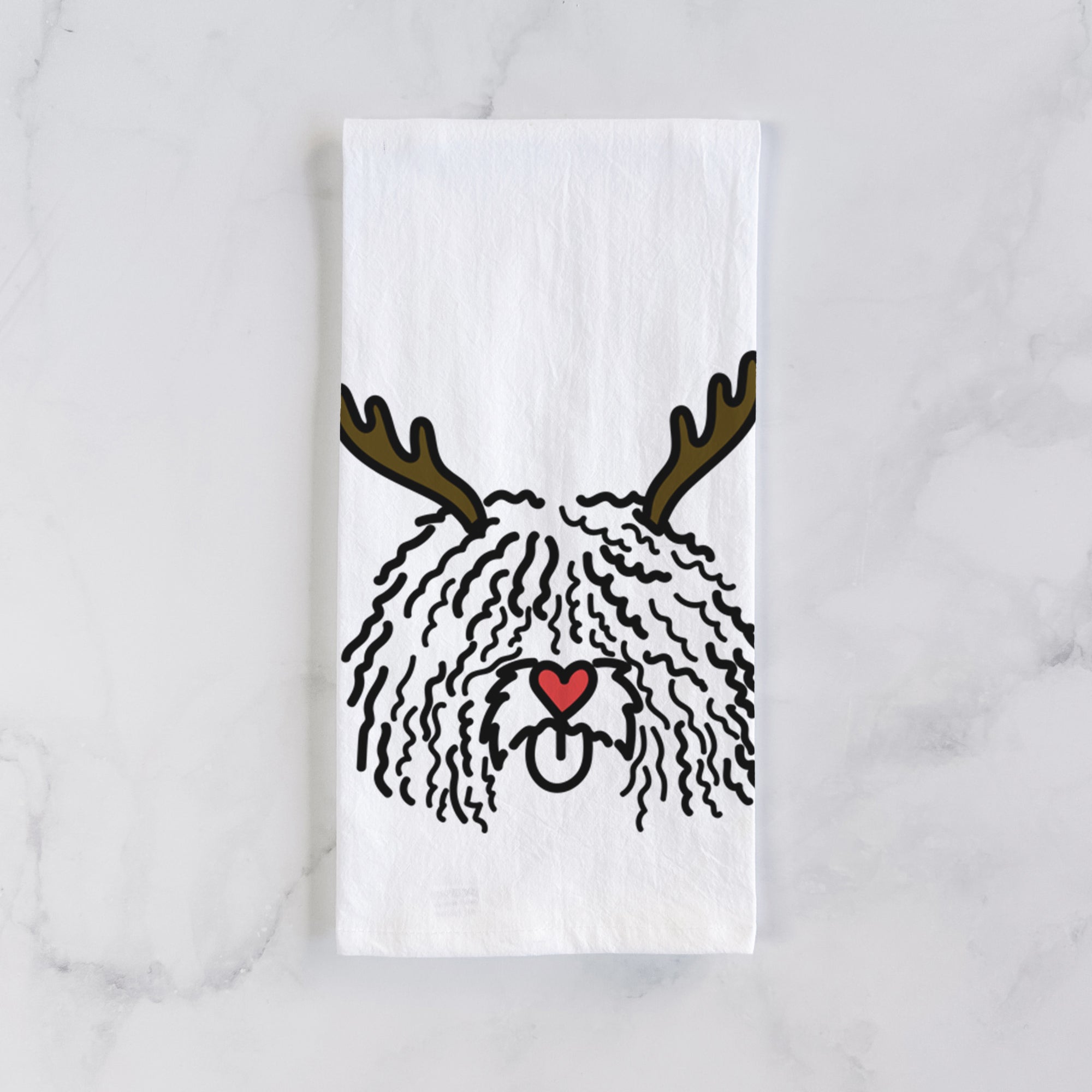 Red Nose Spanish Water Dog - Alba - Tea Towel