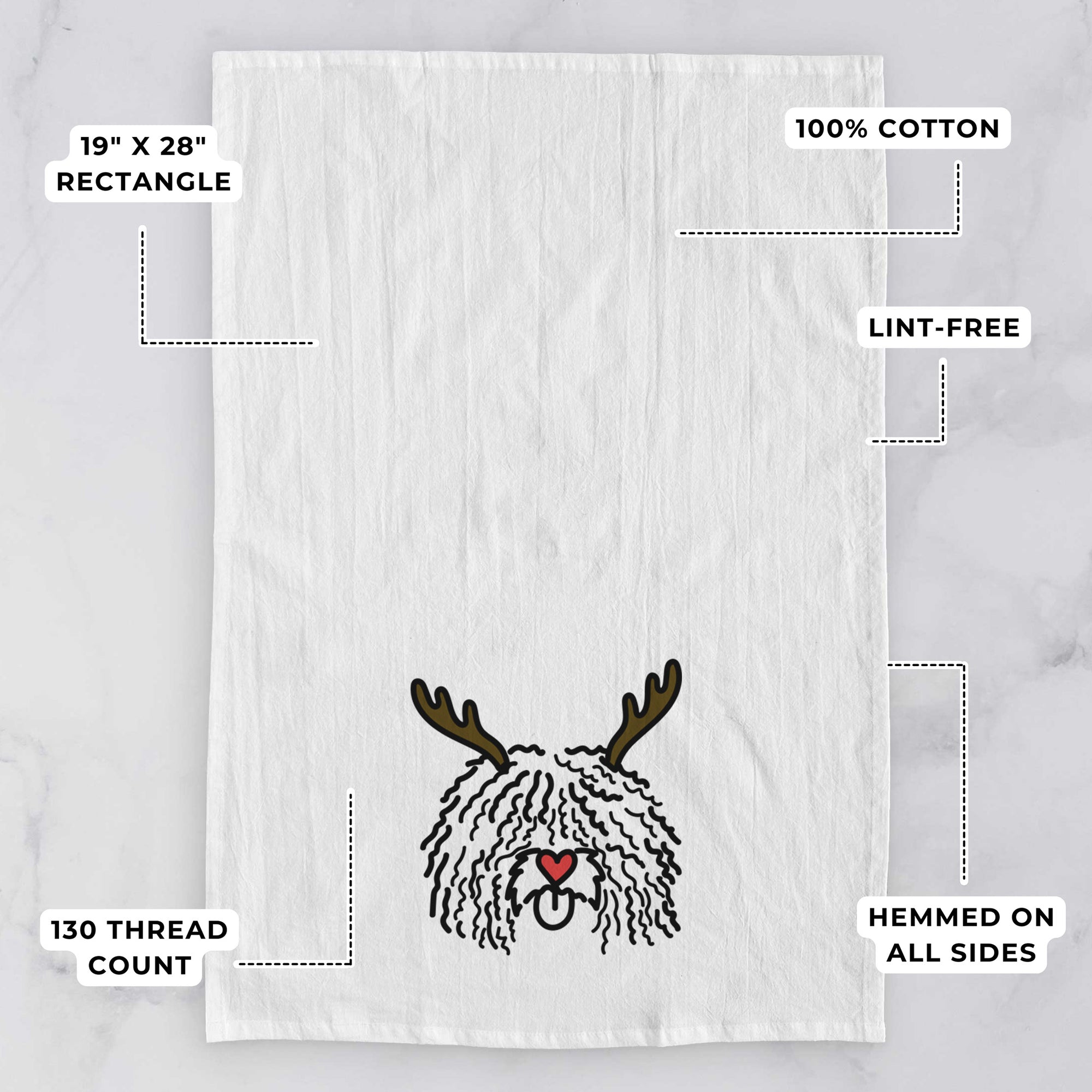 Red Nose Spanish Water Dog - Alba - Tea Towel