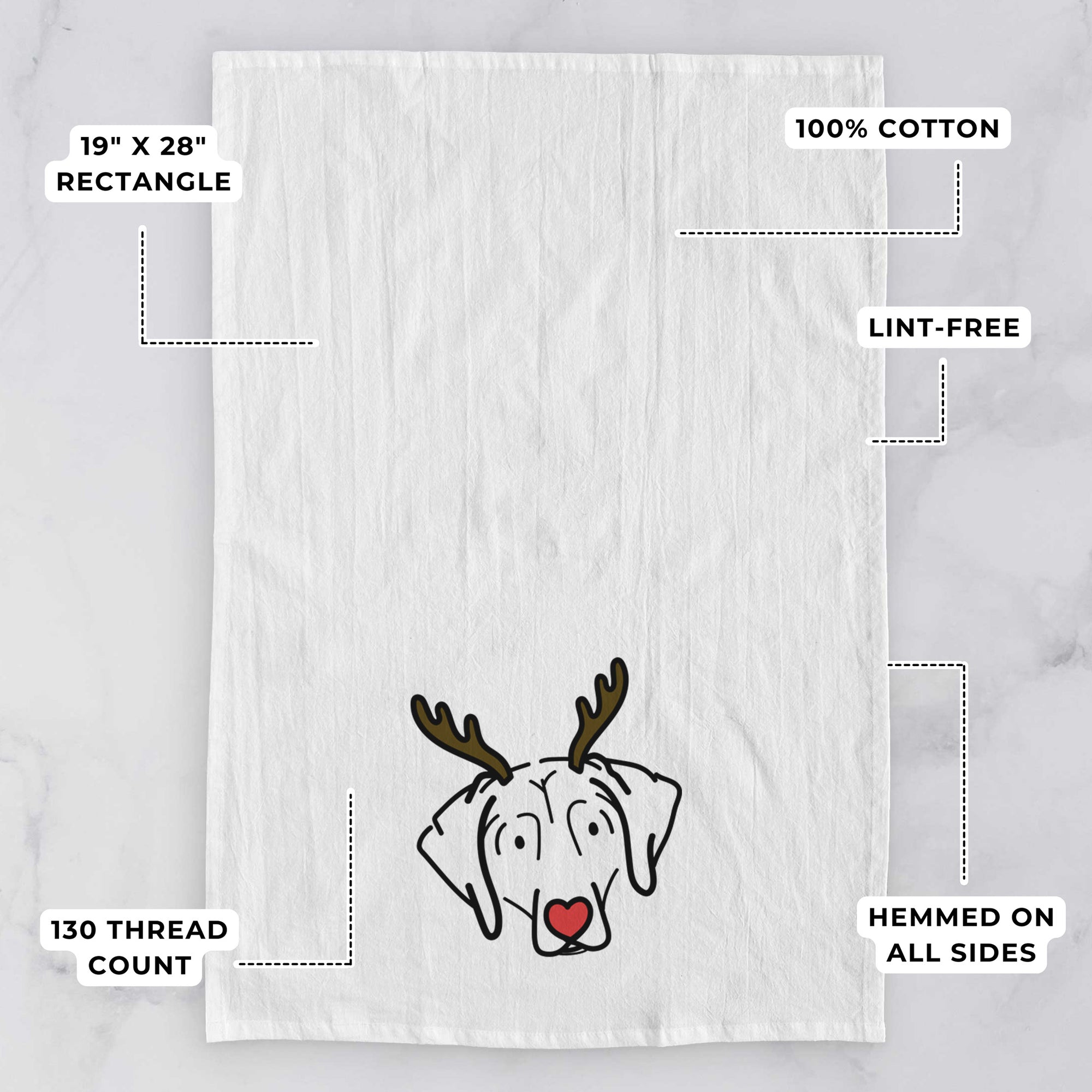 Red Nose Beagle - Aly - Tea Towel