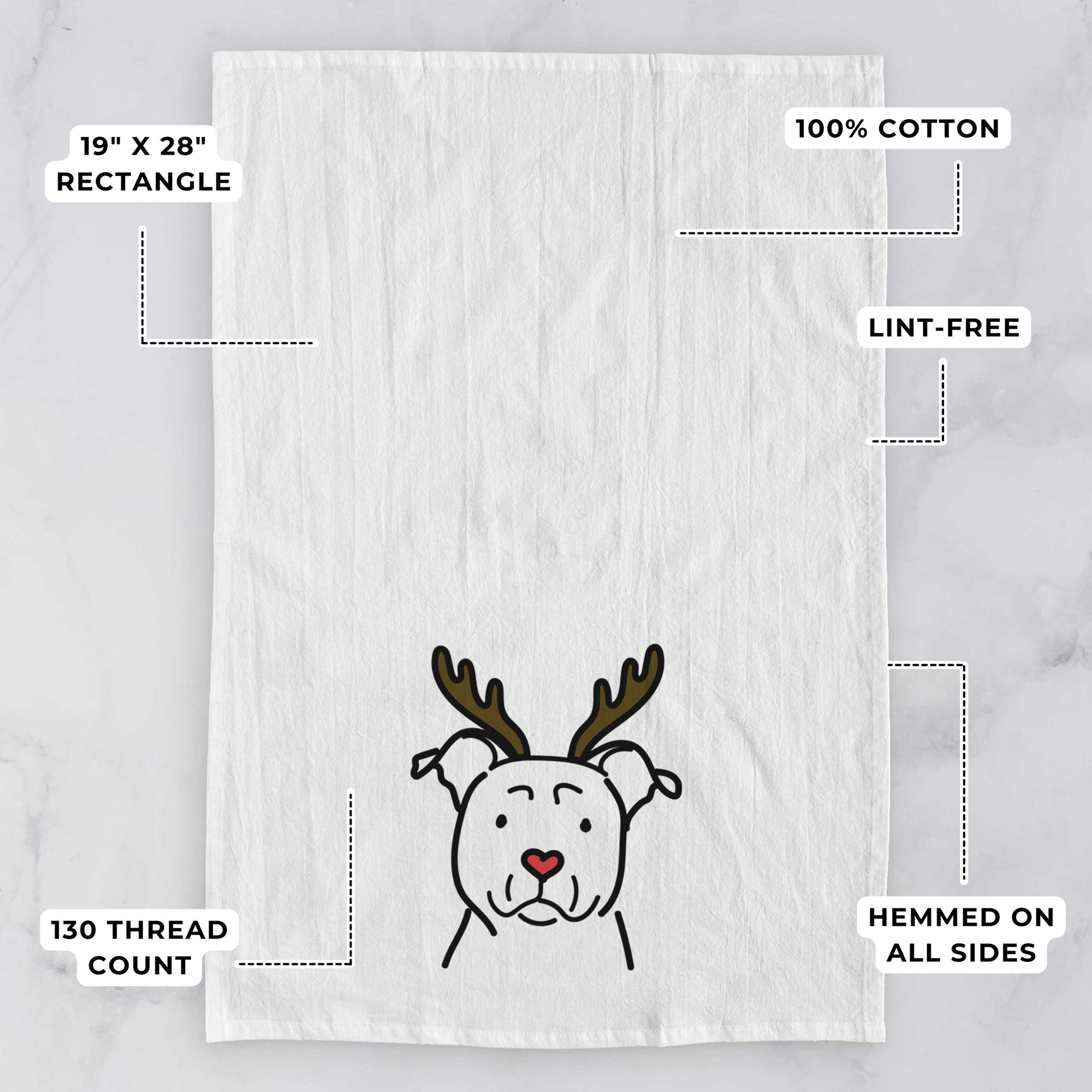 Red Nose American Staffordshire Terrier - Tea Towel