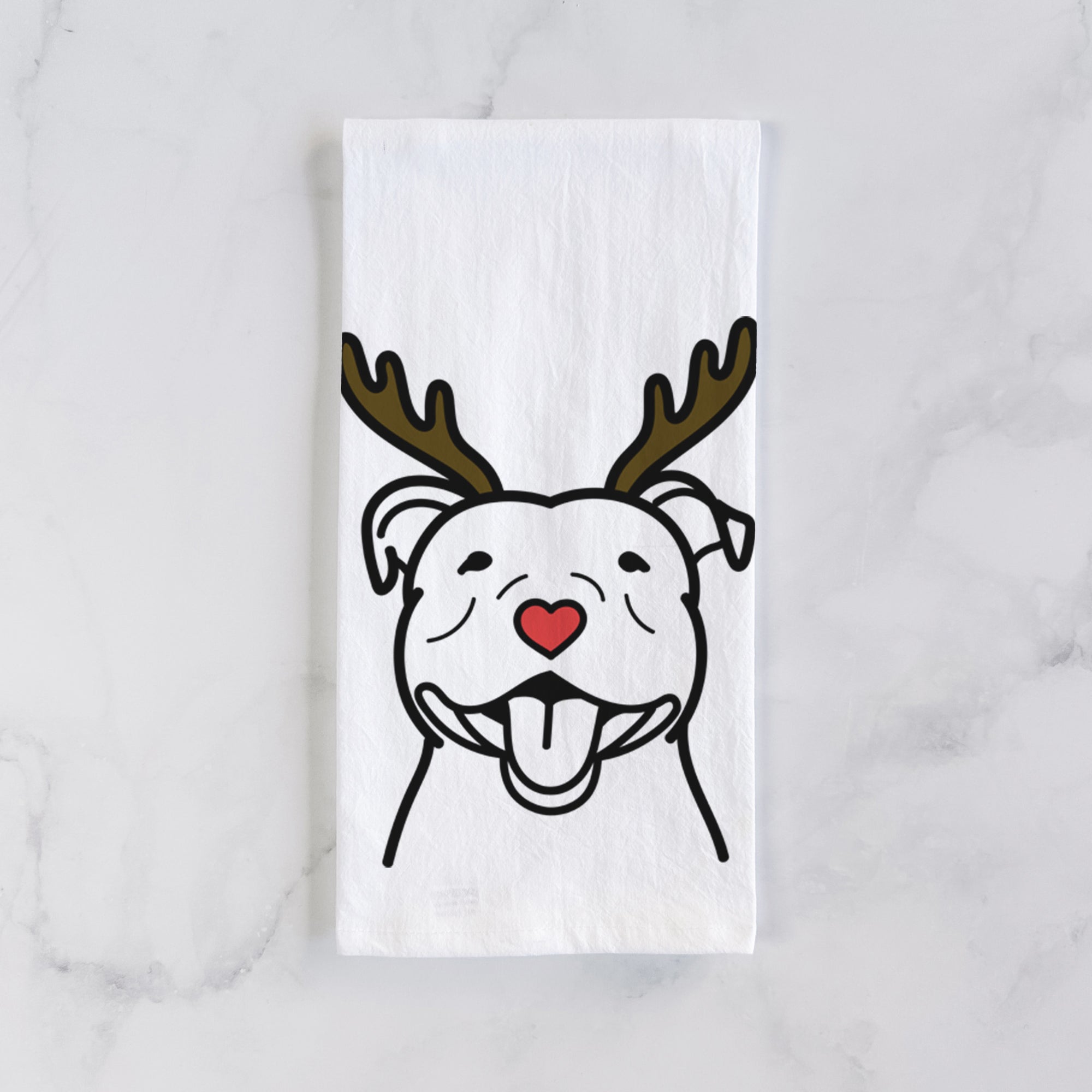 Red Nose Happy American Staffordshire Terrier - Tea Towel