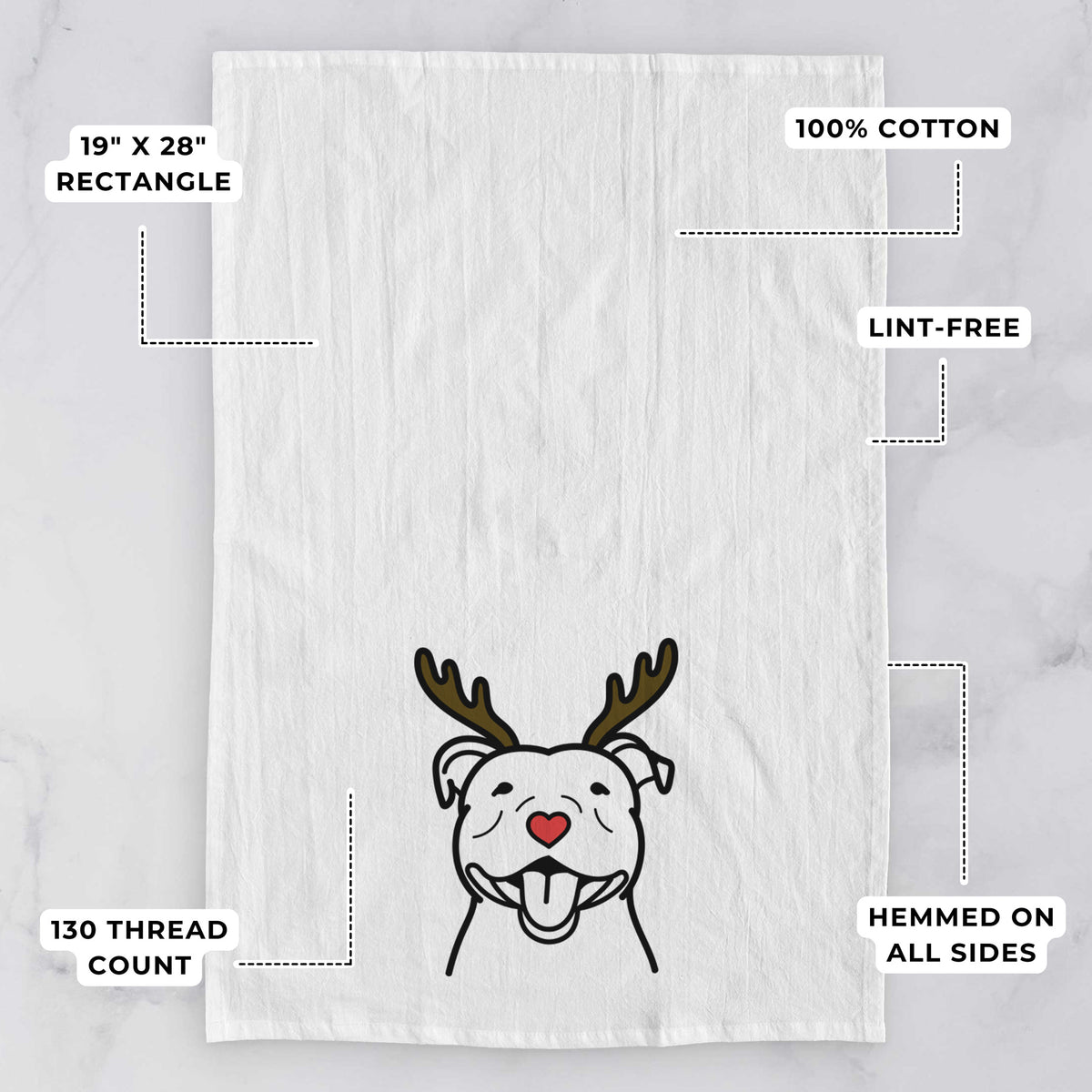 Red Nose Happy American Staffordshire Terrier - Tea Towel