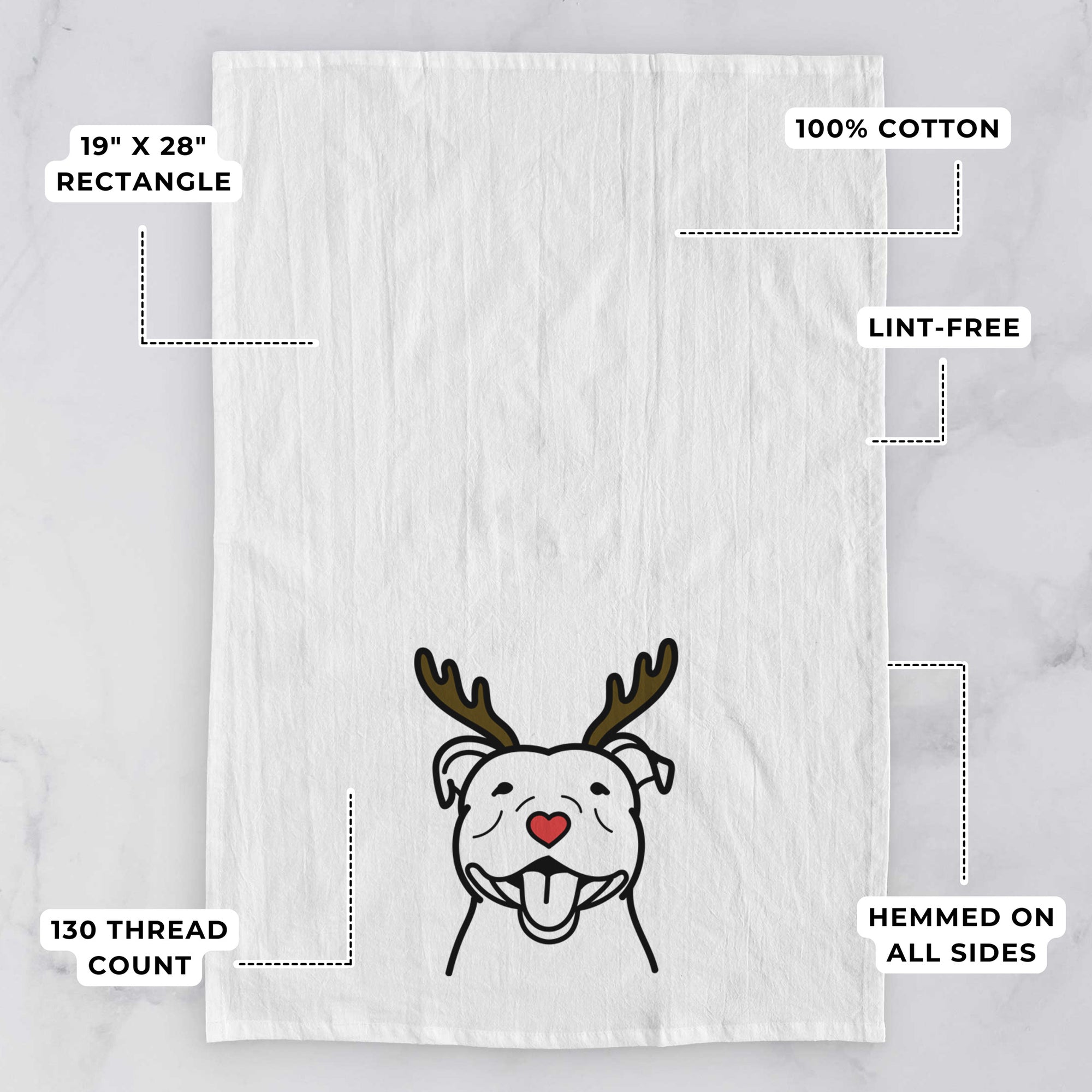 Red Nose Happy American Staffordshire Terrier - Tea Towel