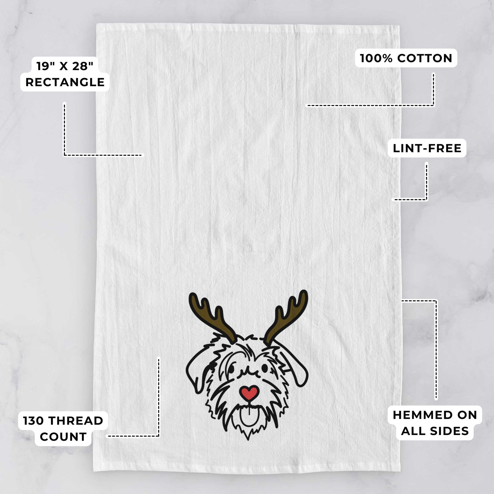 Red Nose Scottish Terrier Border Collie Mix - Amal - Tea Towel