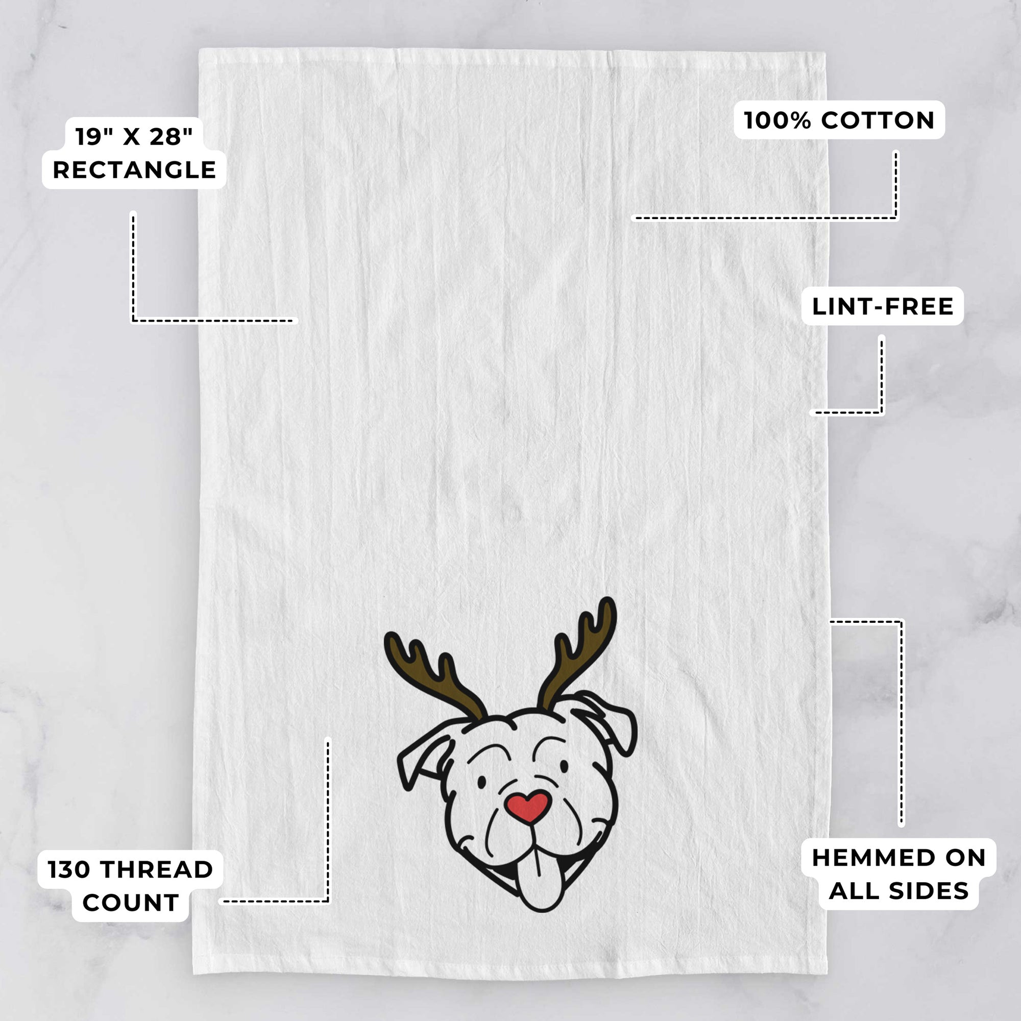 Red Nose American Bulldog - Tea Towel