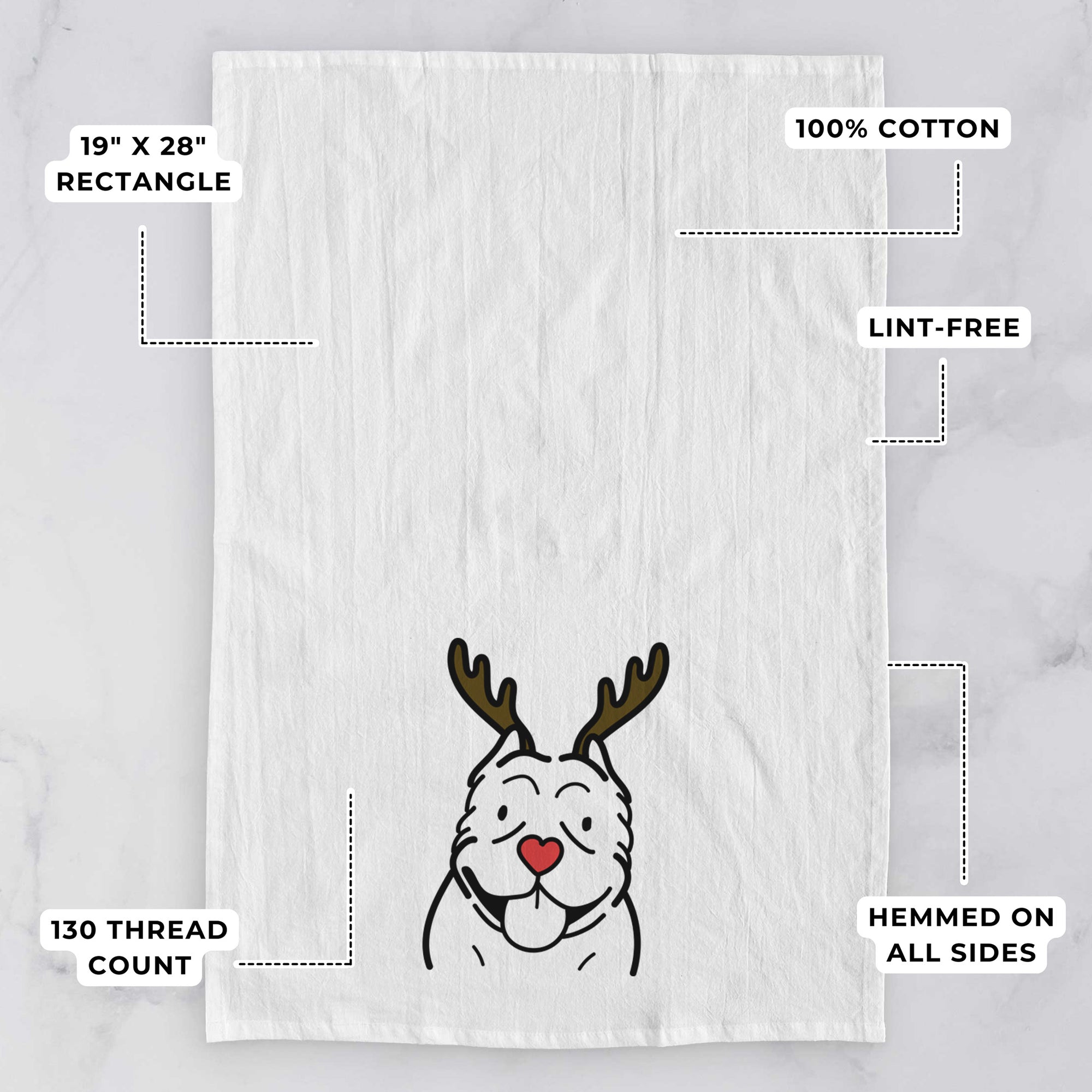 Red Nose American Bully - Tea Towel