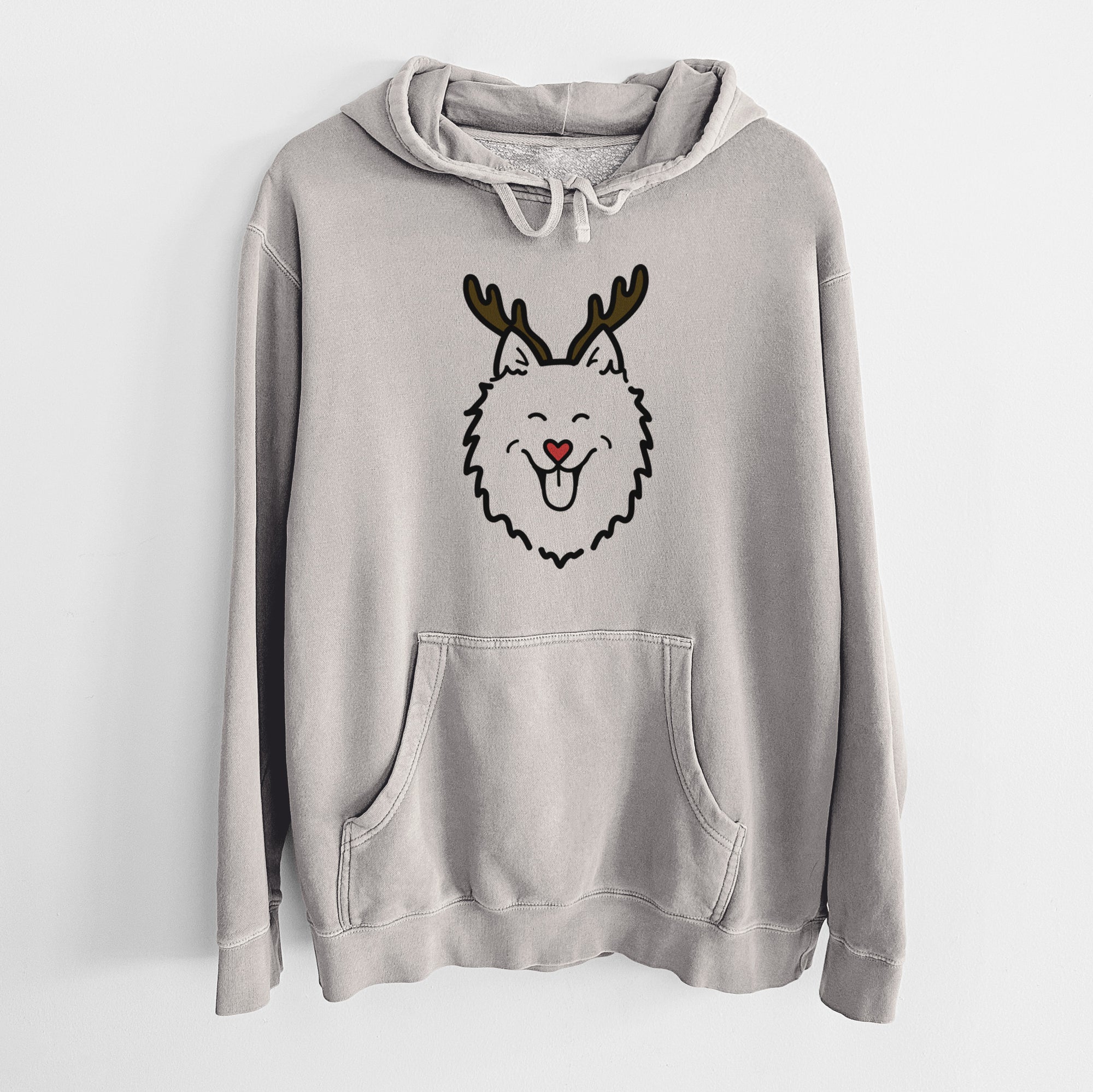 Red Nose American Eskimo - Unisex Pigment Dyed Hoodie