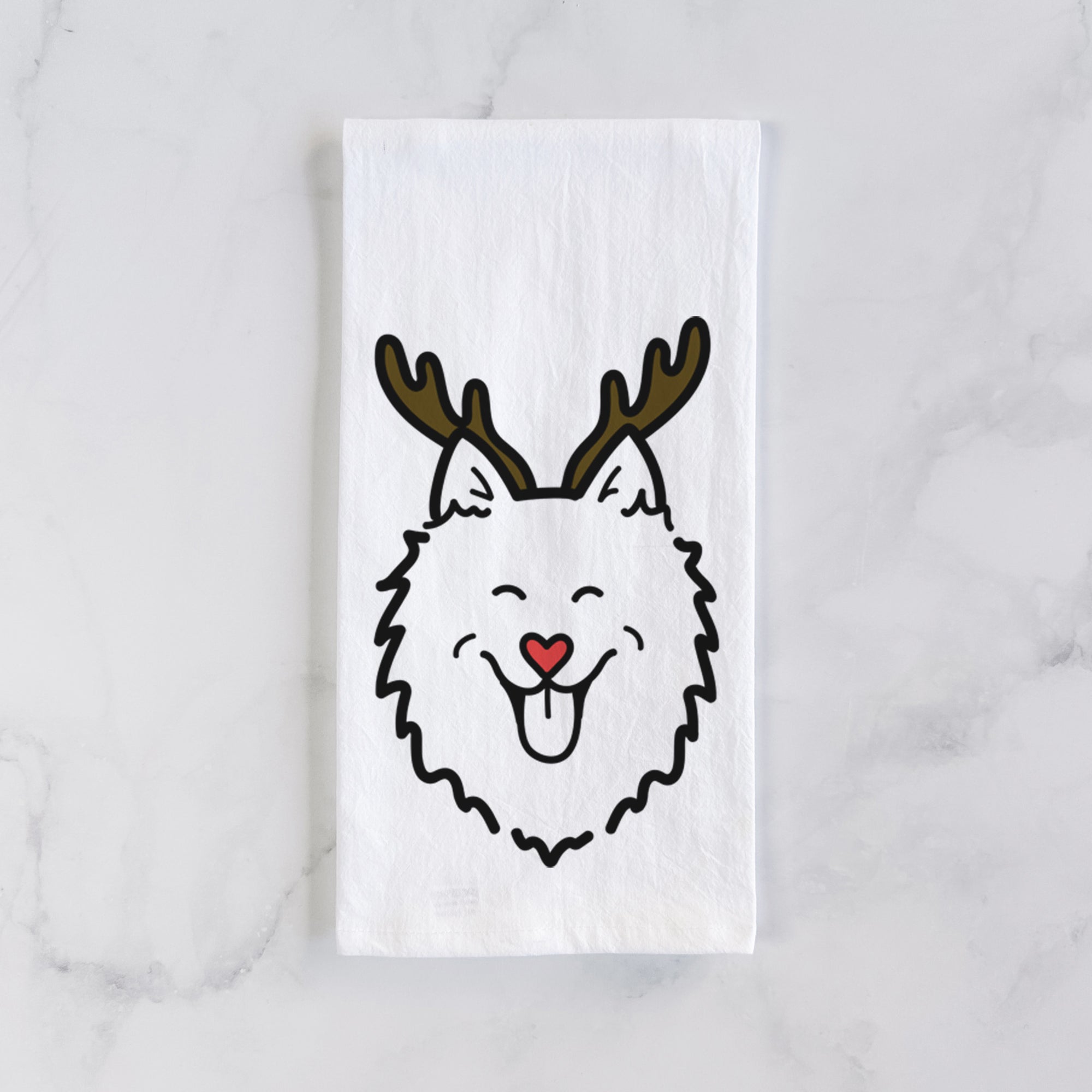 Red Nose American Eskimo - Tea Towel