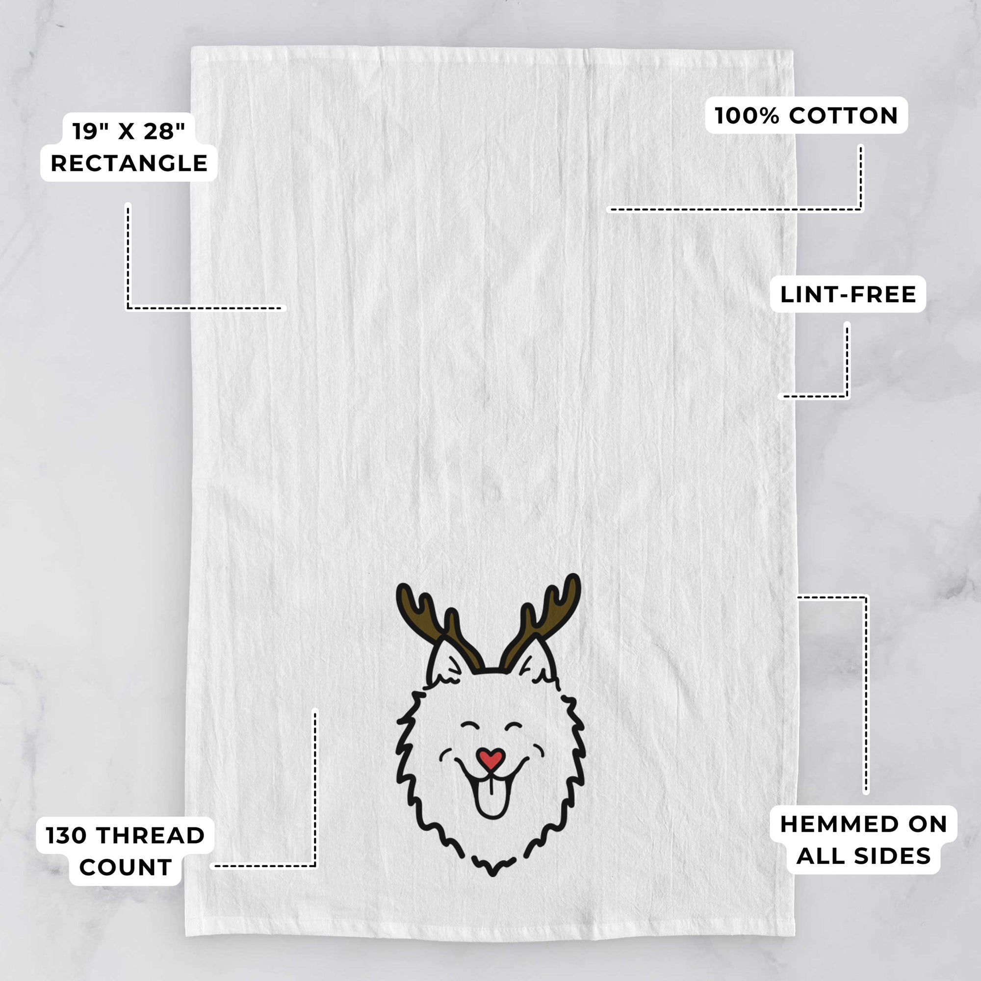 Red Nose American Eskimo - Tea Towel