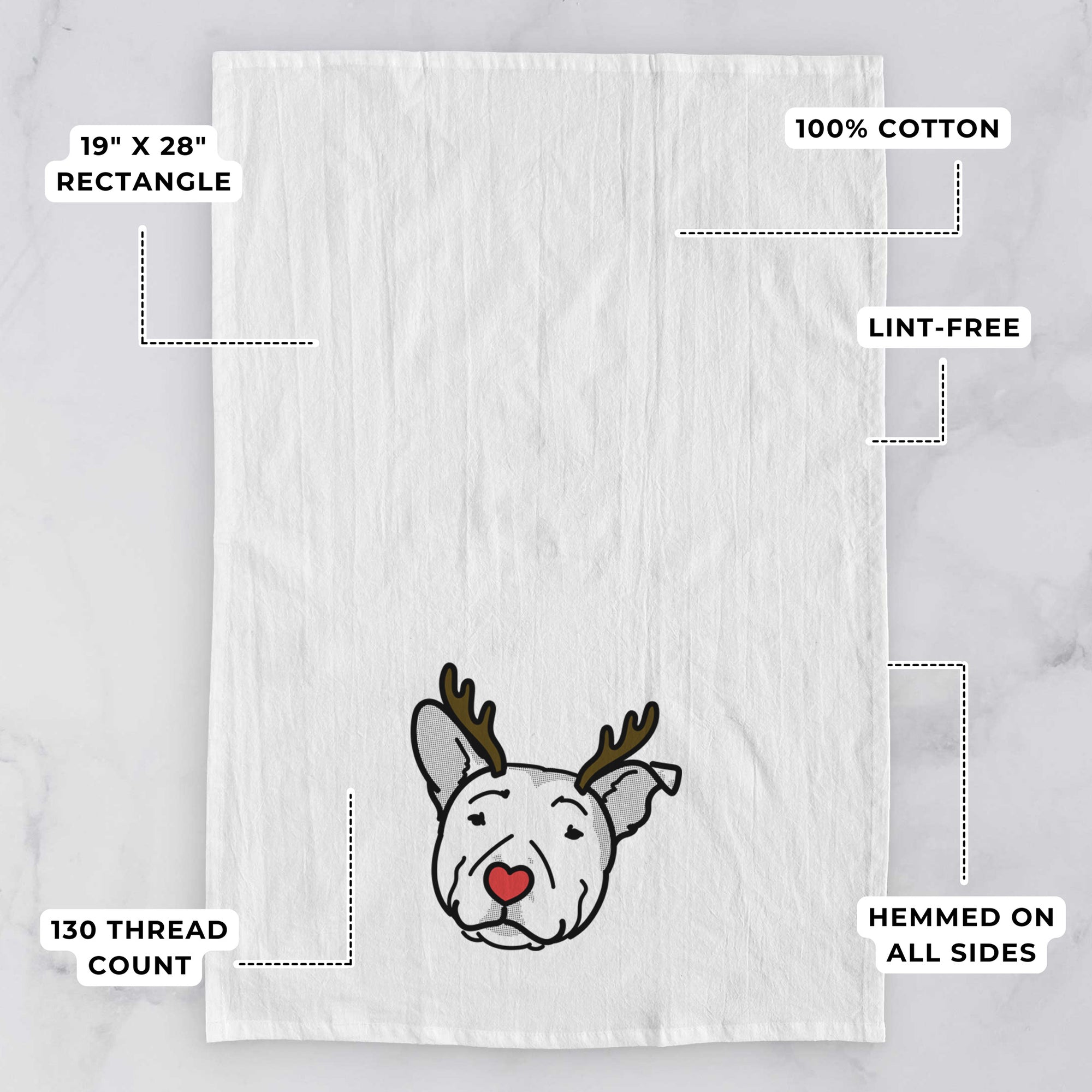 Red Nose Pitbull - Archer - Tea Towel