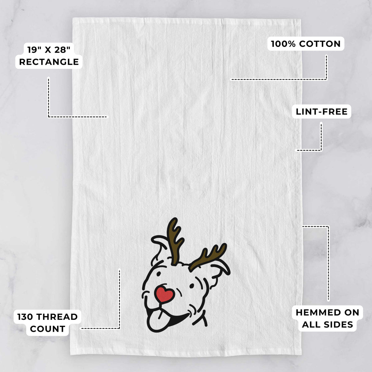 Red Nose Pitbull - Arlo - Tea Towel