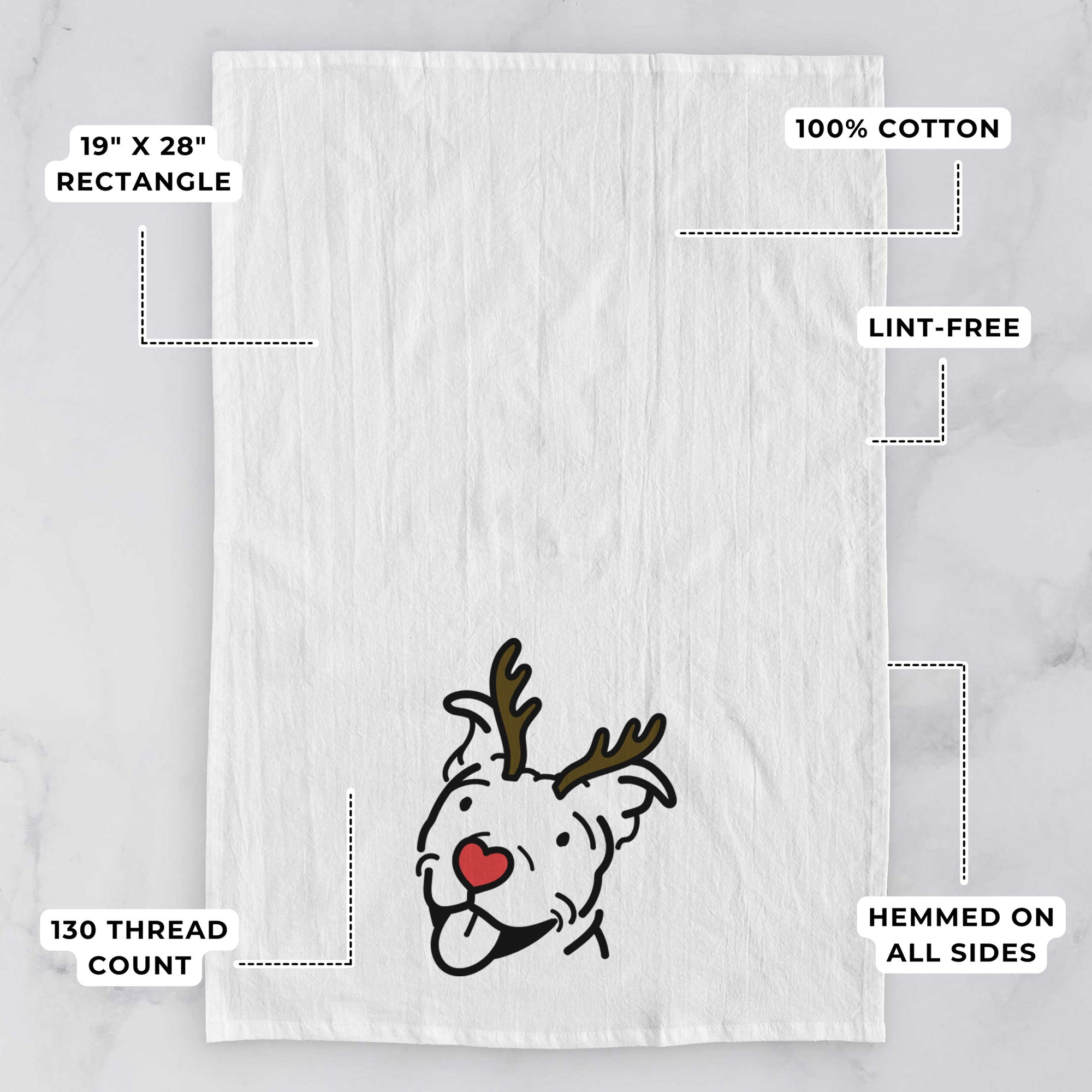 Red Nose Pitbull - Arlo - Tea Towel