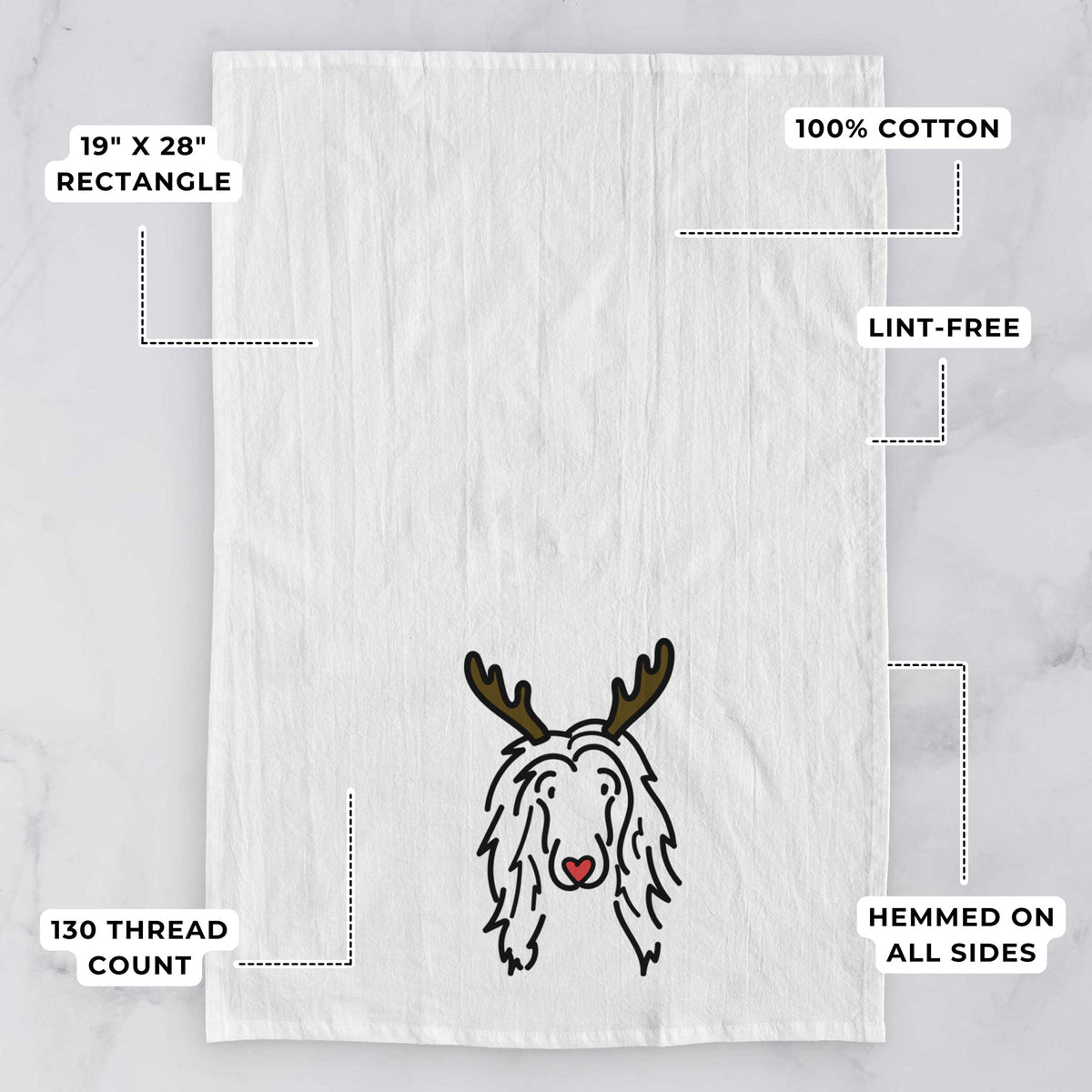 Red Nose Afghan Hound - Asher - Tea Towel