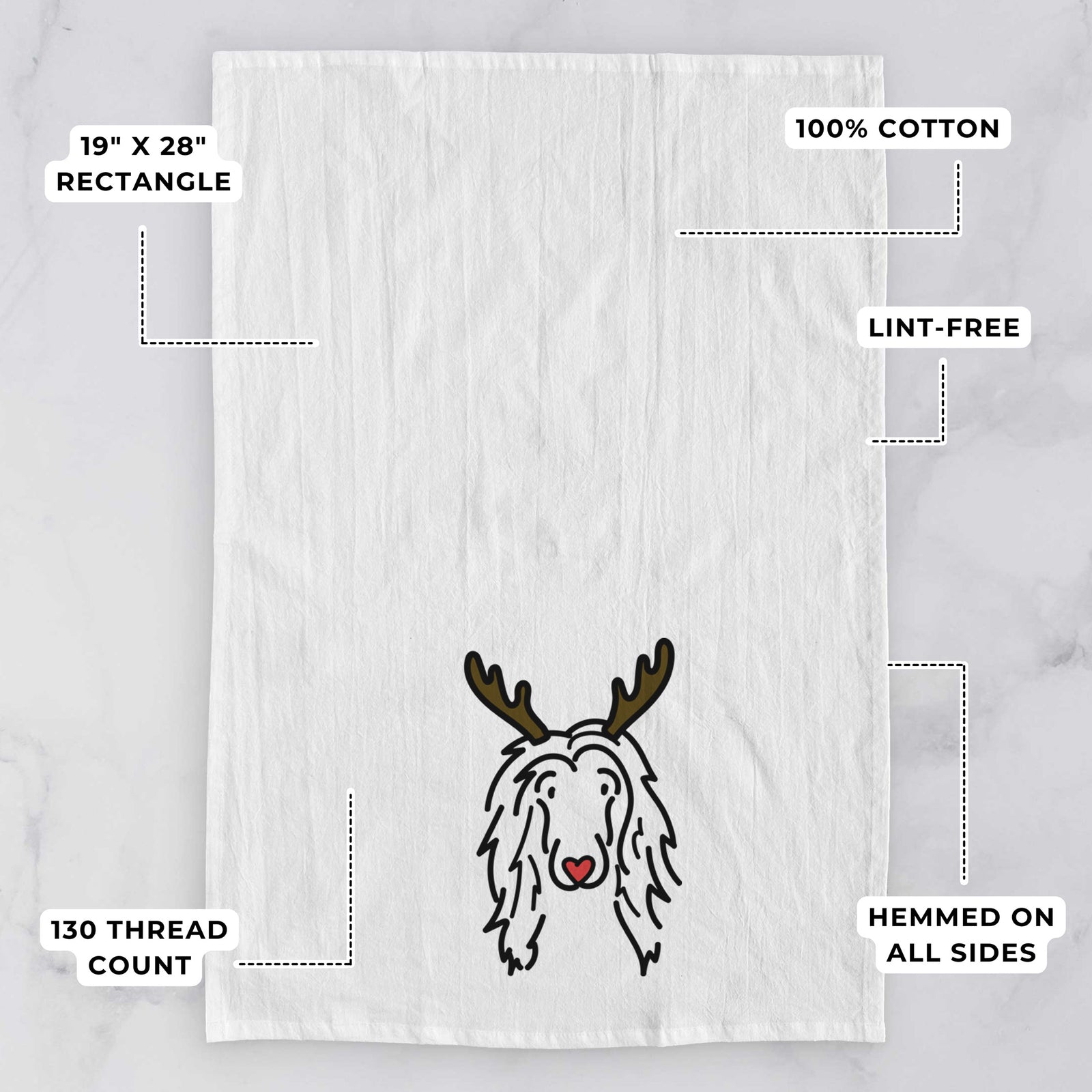 Red Nose Afghan Hound - Asher - Tea Towel