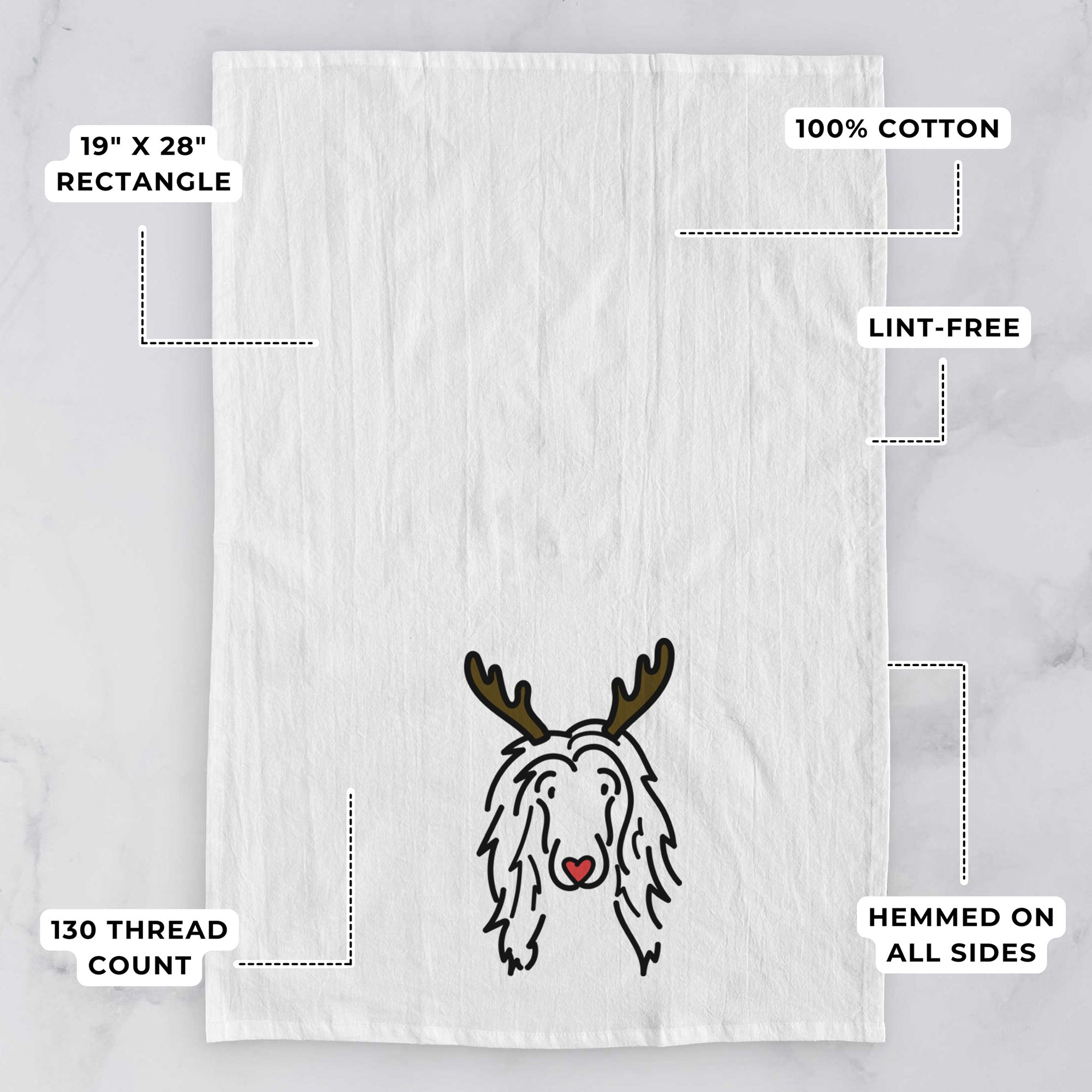 Red Nose Afghan Hound - Asher - Tea Towel