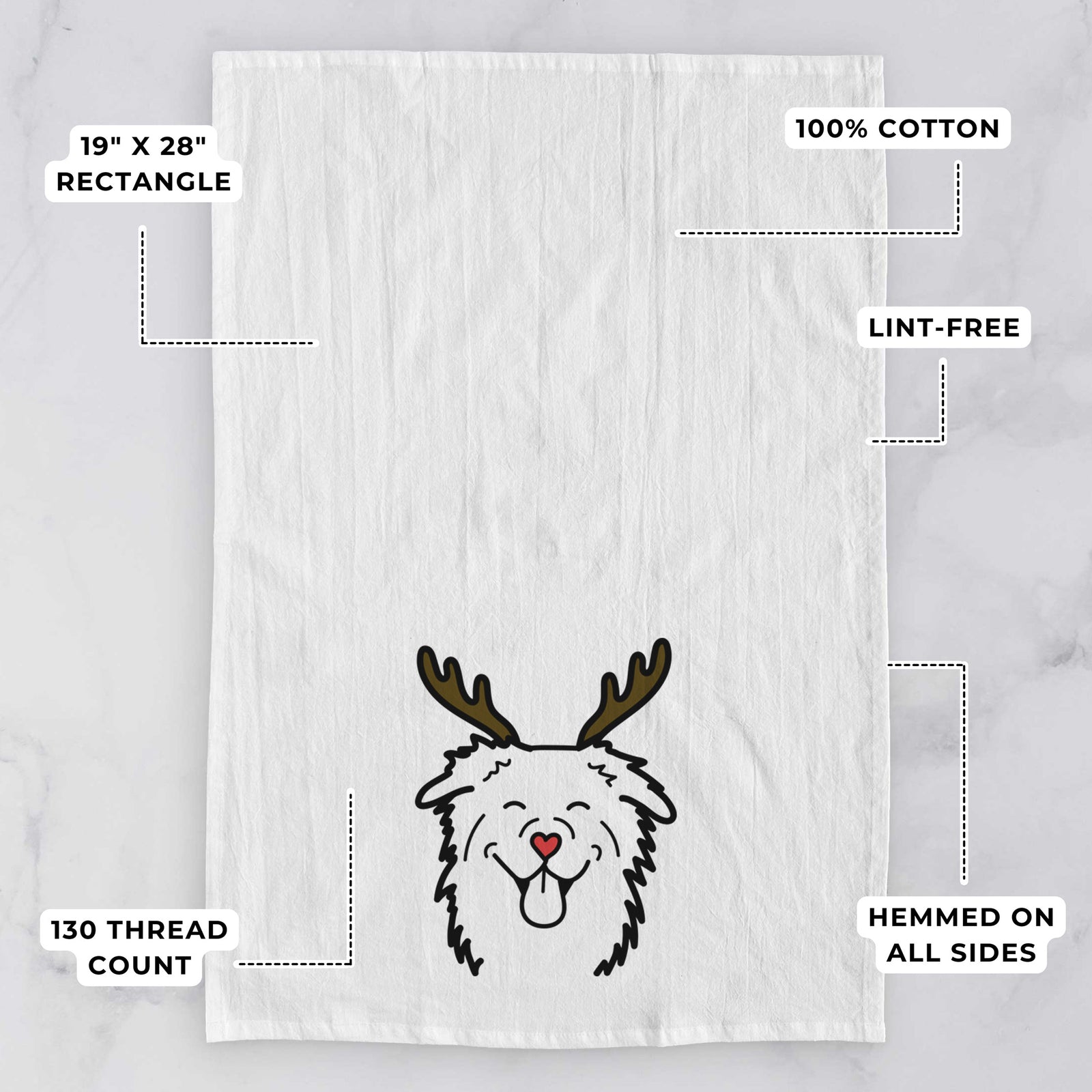 Red Nose Australian Shepherd - Tea Towel